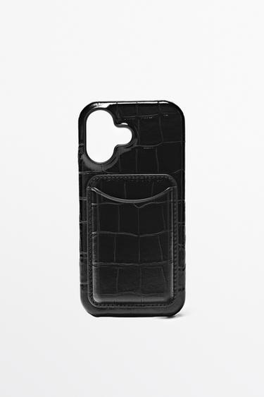 Textured Nappa leather iPhone 17 case — BLACK 1