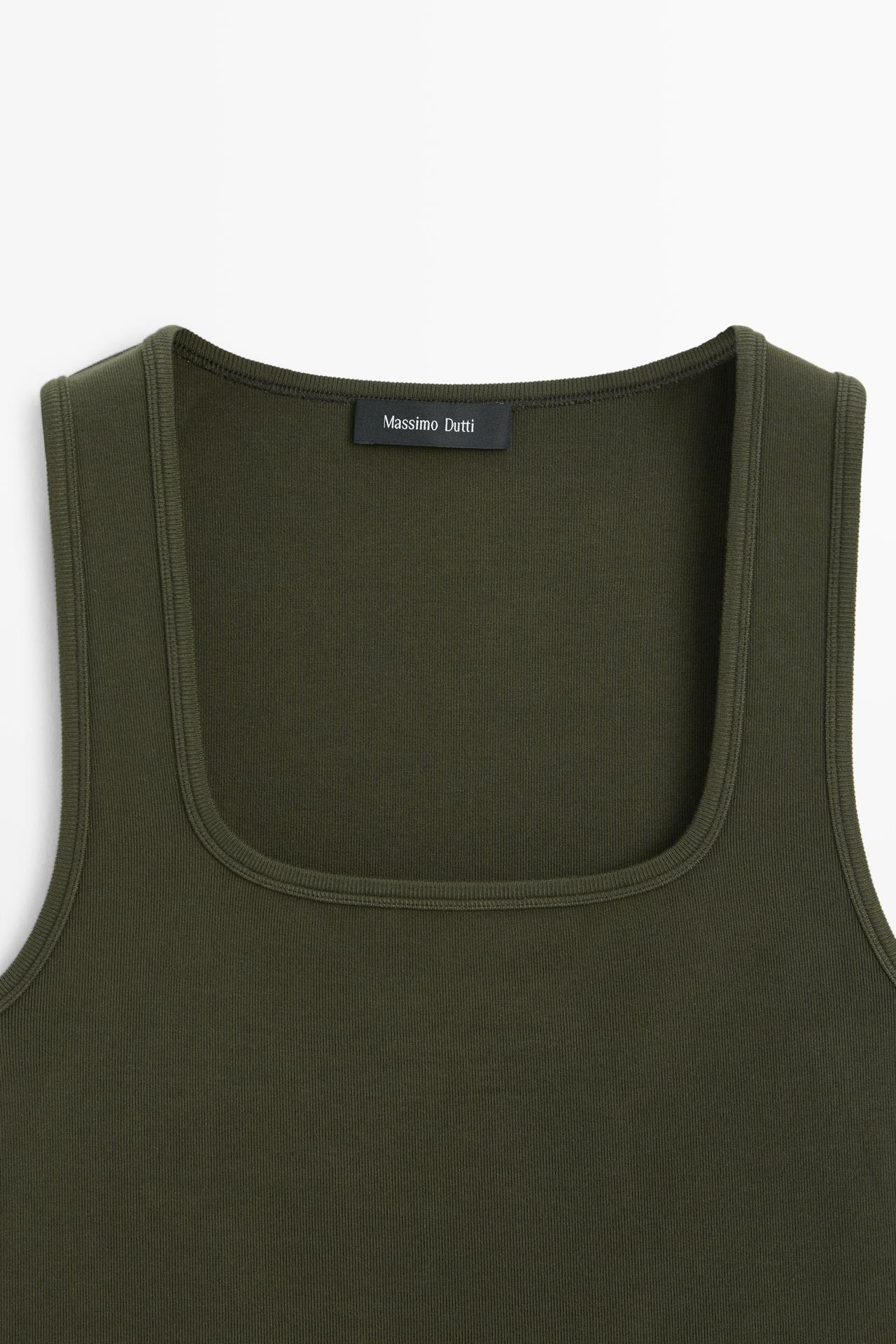 Square Neck Top — DARK KHAKI
