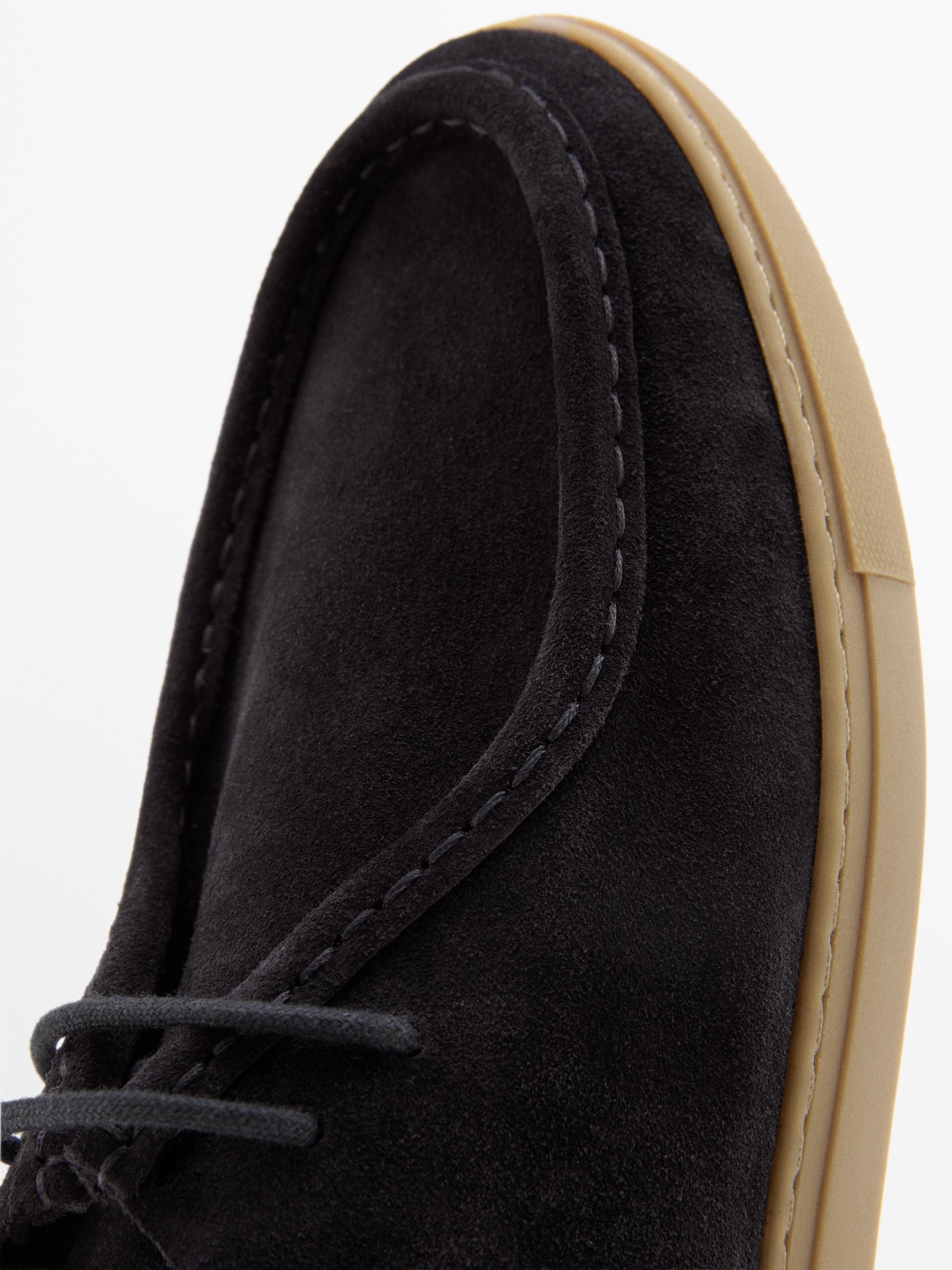 Soft leather moc toe shoes — Dark blue