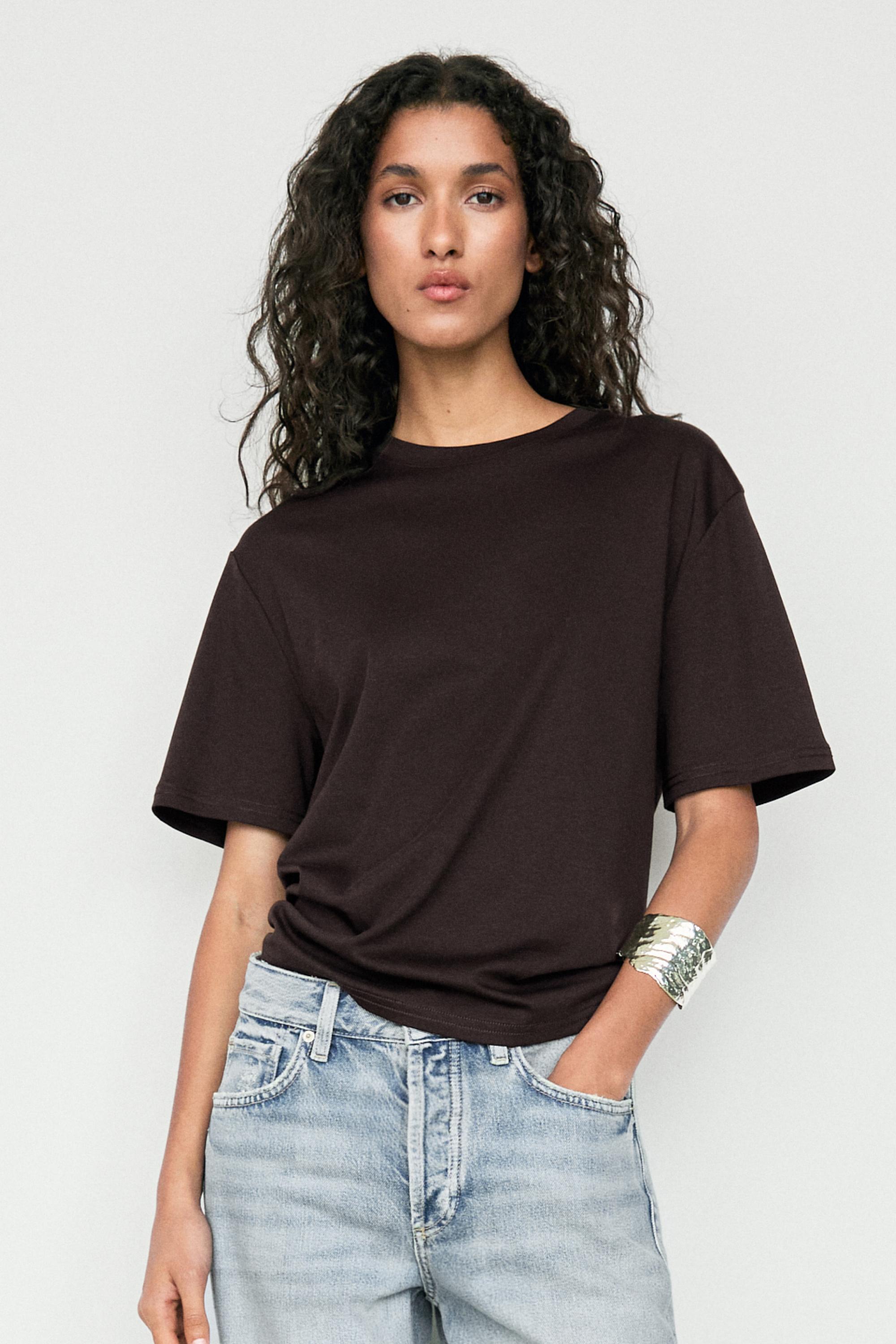 100% cotton short-sleeve T-shirt — BROWN