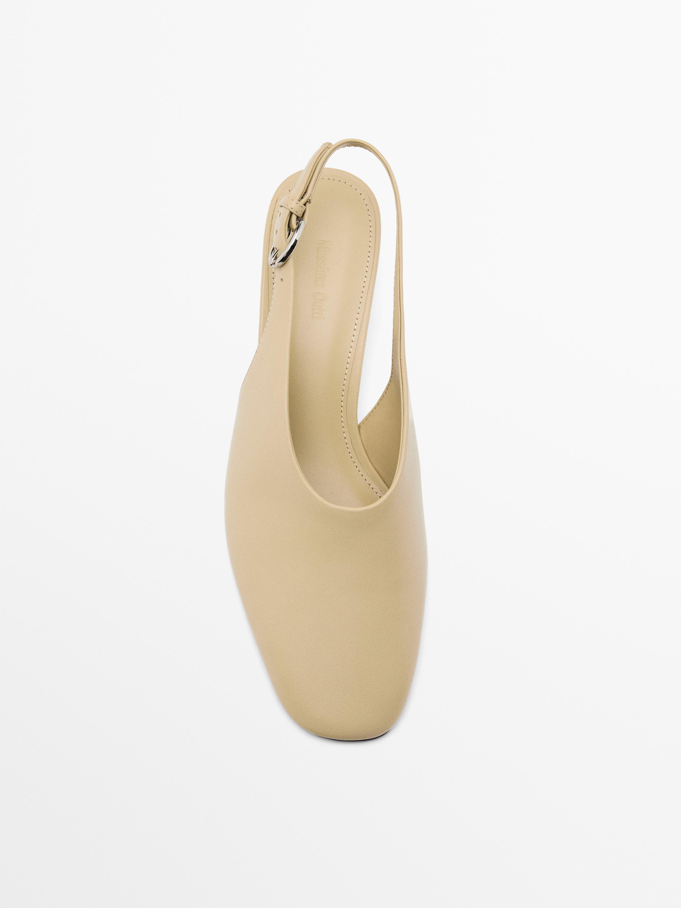 High-heel slingback shoes · Beige · Shoes Massimo Dutti