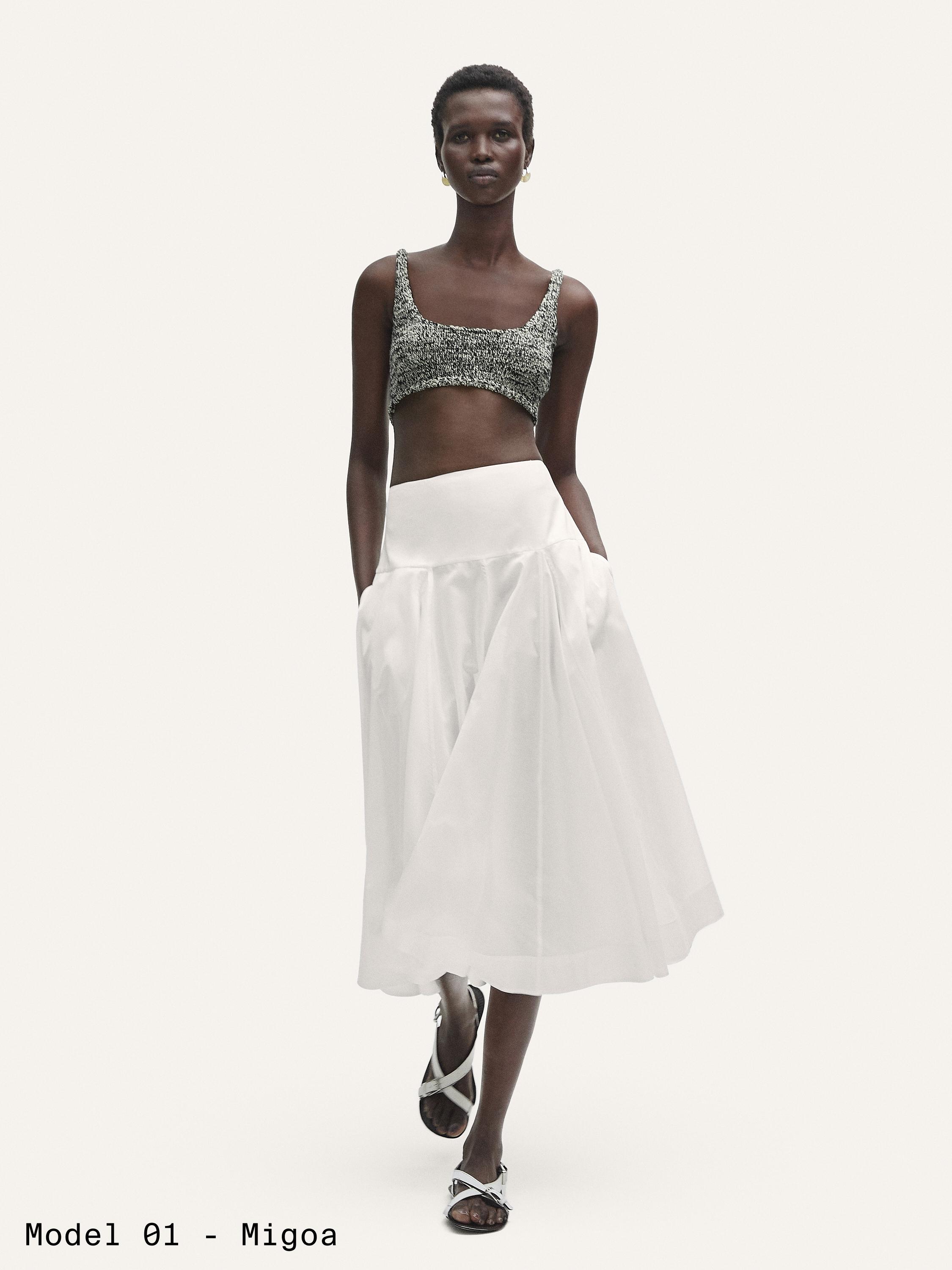 Massimo Dutti【NEW】100% cotton midi skirt with yoke detail 100% cotton midi skirt with yoke detail · White · Sunglasses