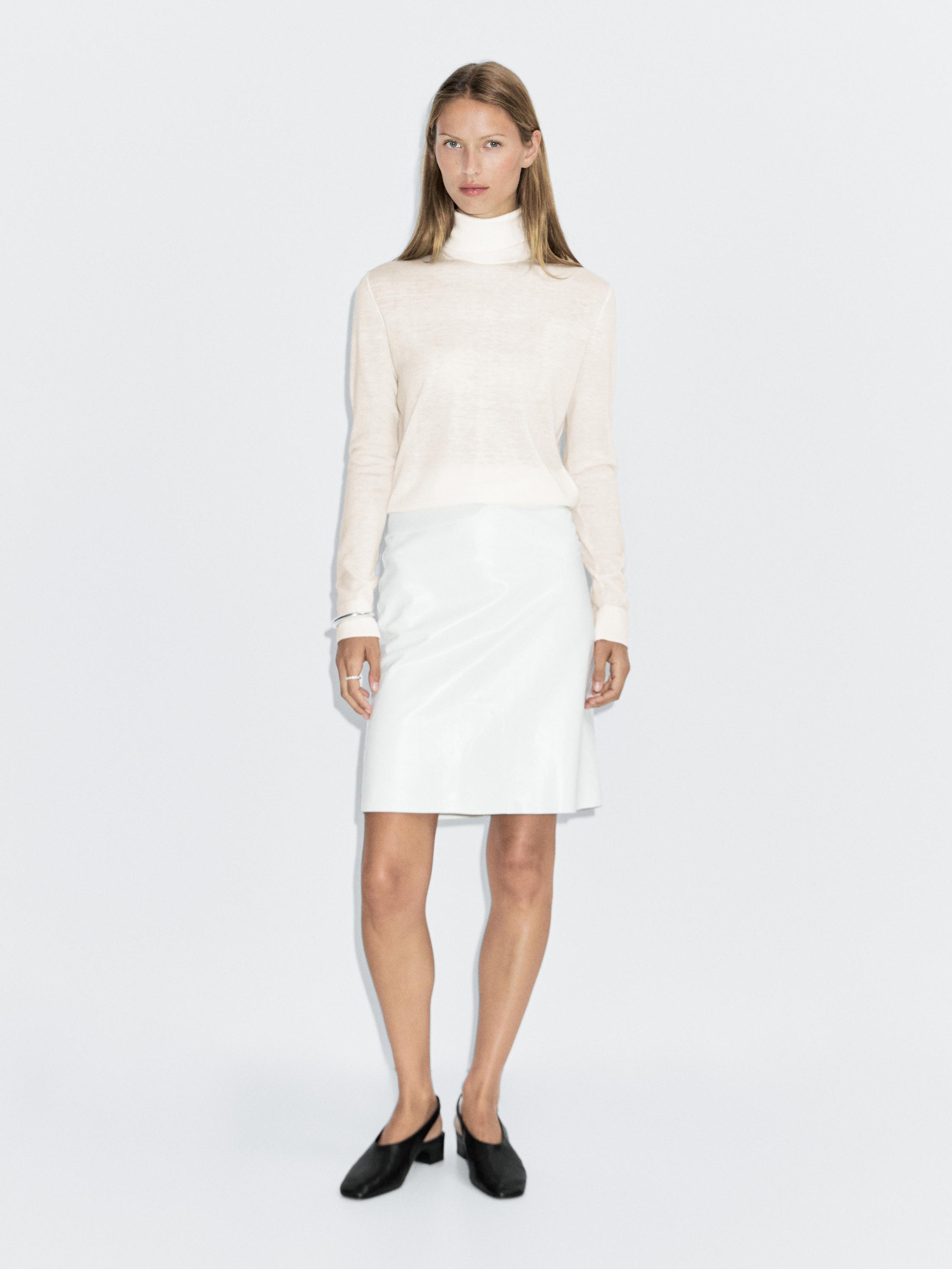 High neck wool blend sweater