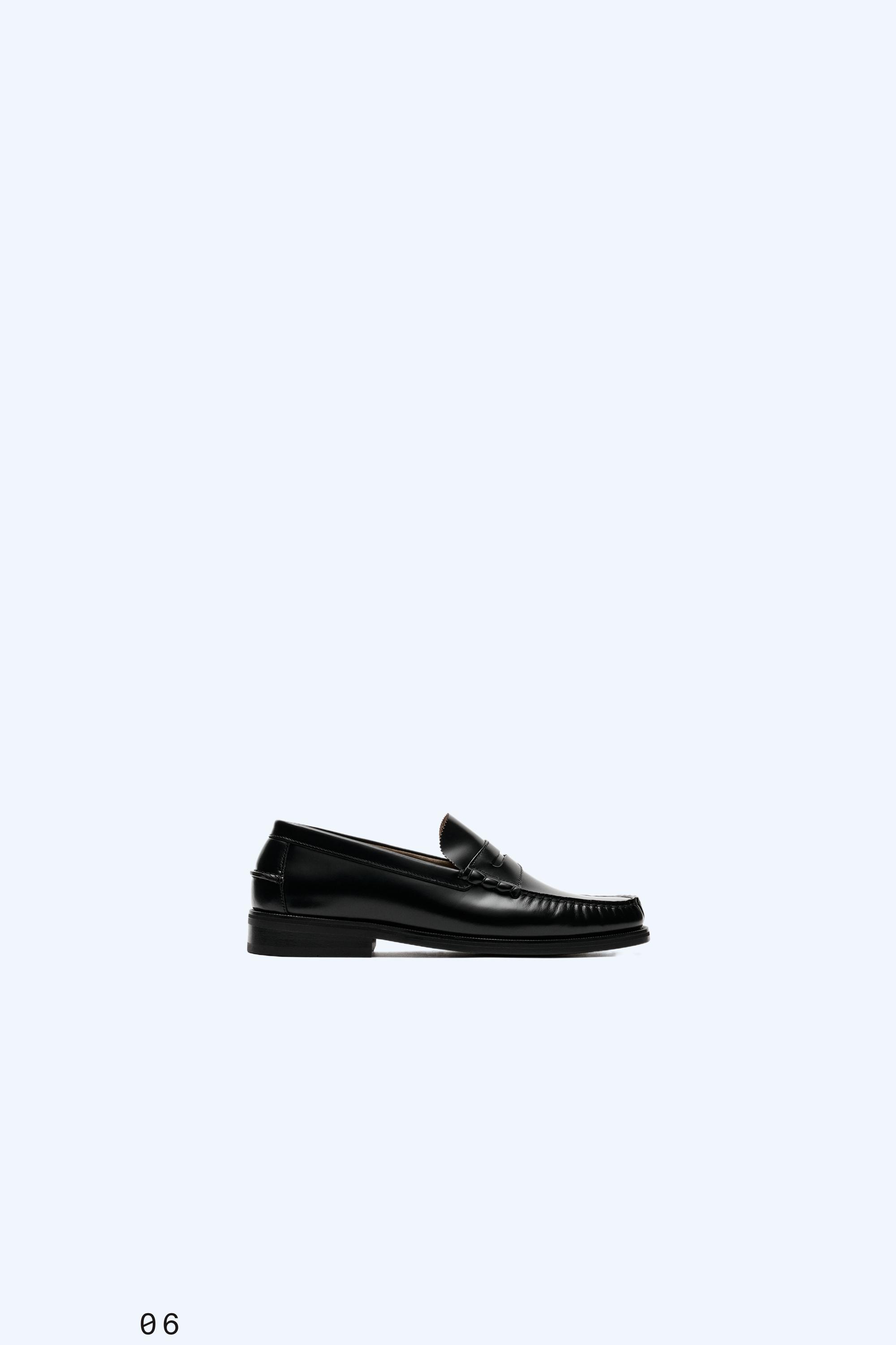 Leather penny loafer — BLACK