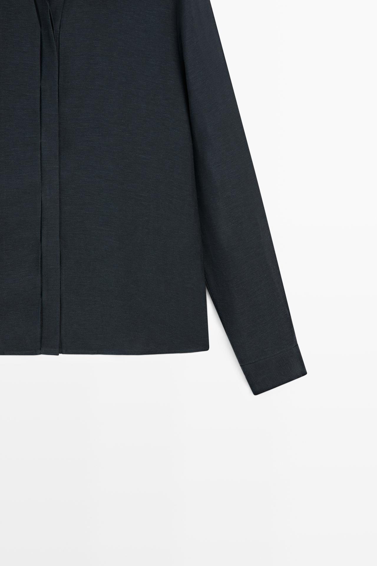 STUDIO semi-sheer flowing shirt — NAVY BLUE