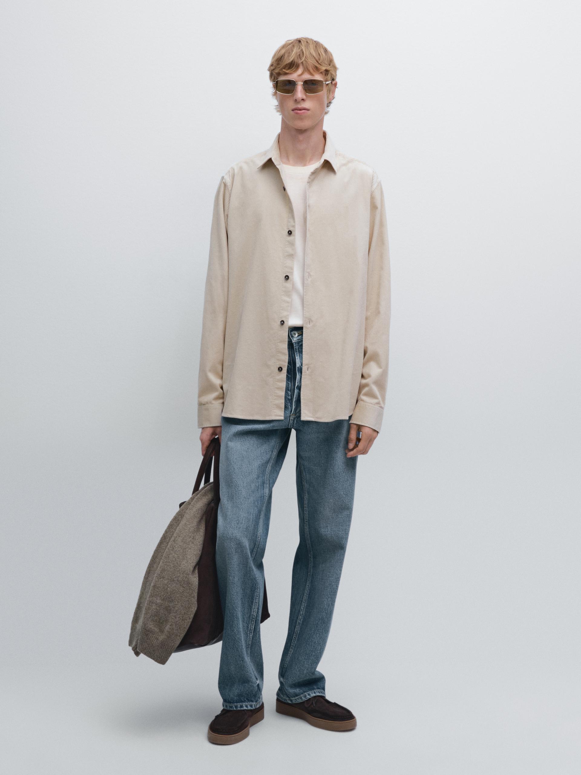 Surchemise Regular En Velours Côtelé - Beige - Xl - Massimo Dutti - Homme