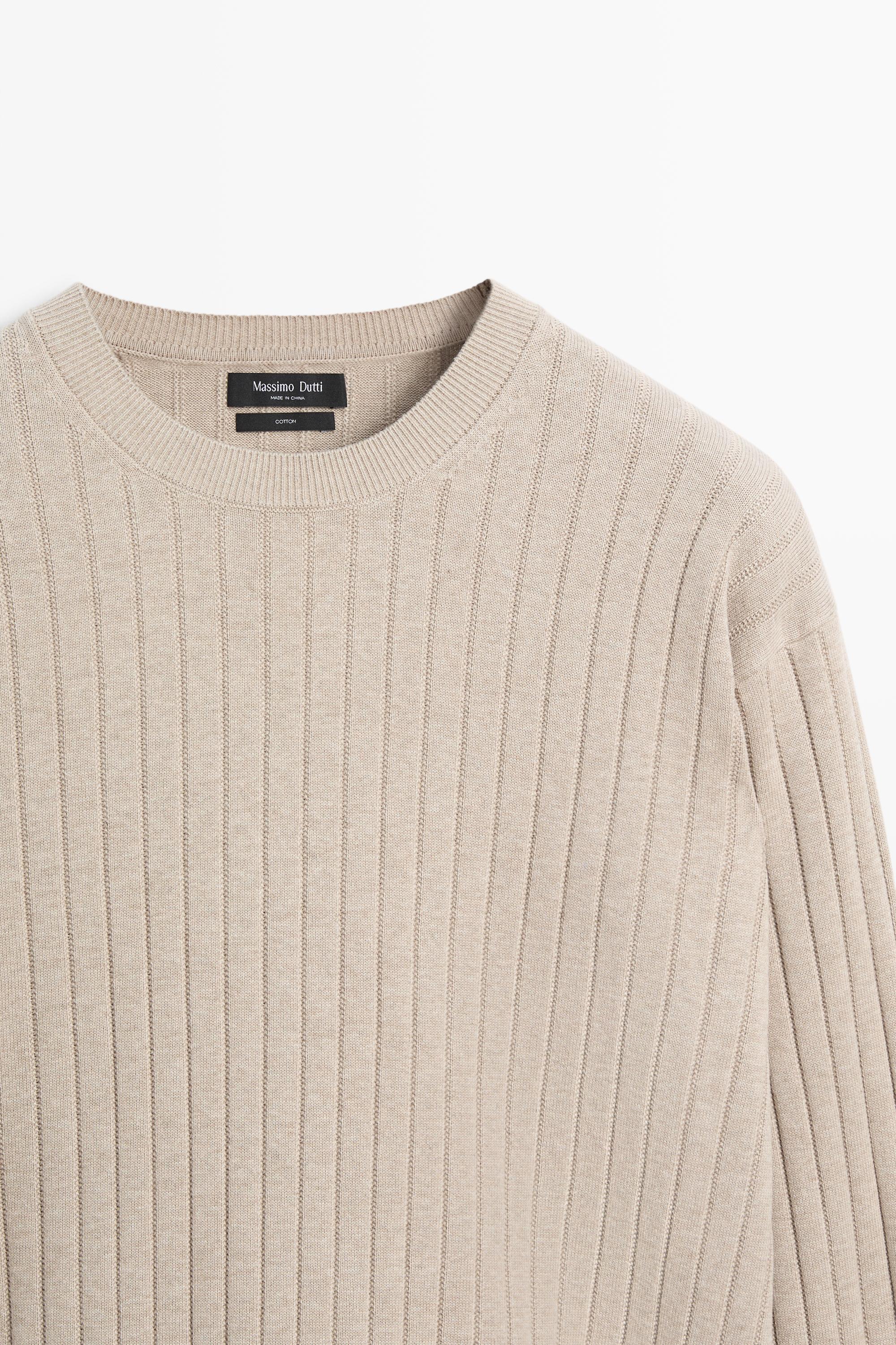 100% cotton ribbed knit sweater — GREENISH