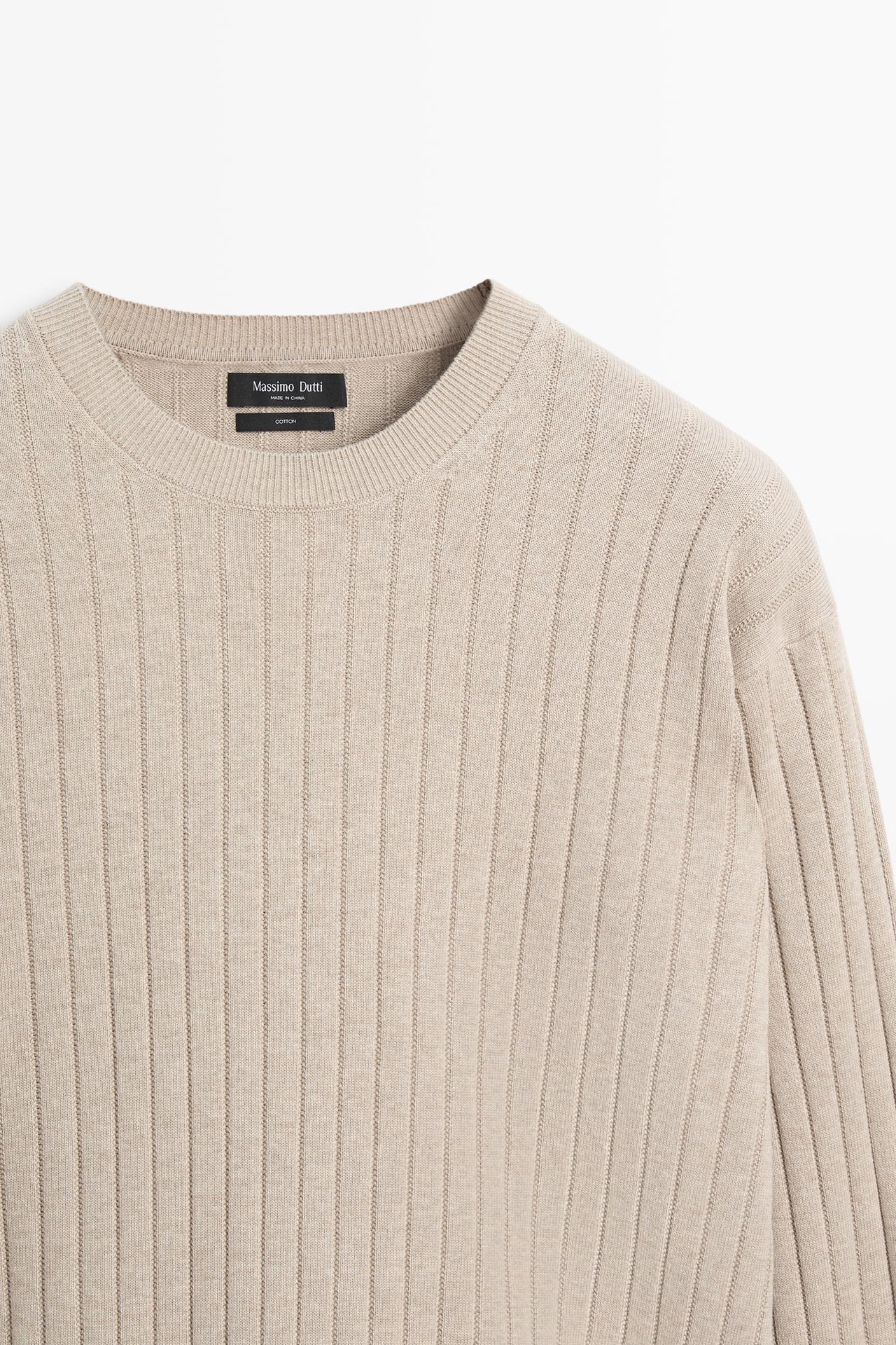 100% cotton ribbed knit sweater — GREENISH