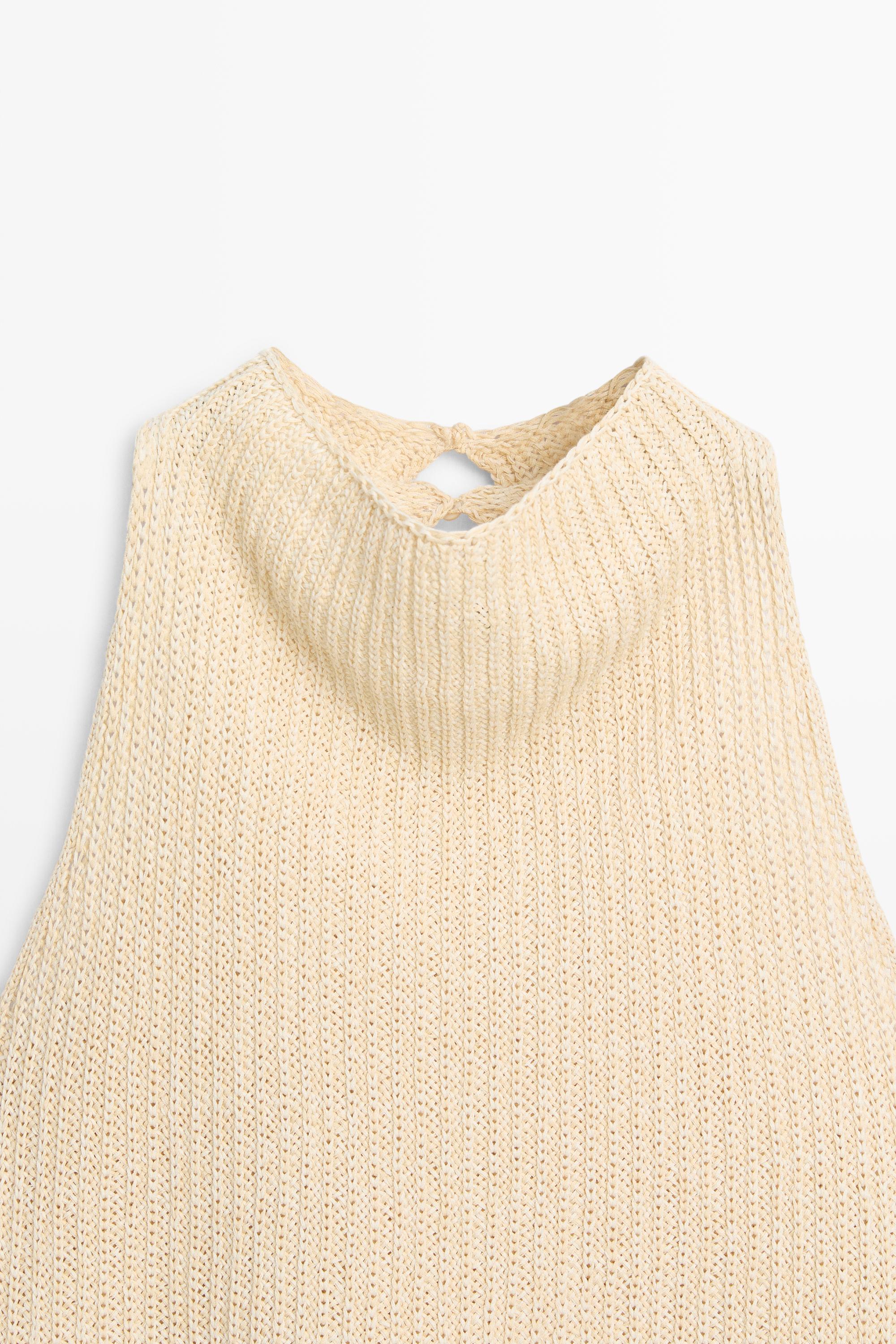 Massimo Dutti Linen Blend Knit Top In Neutral