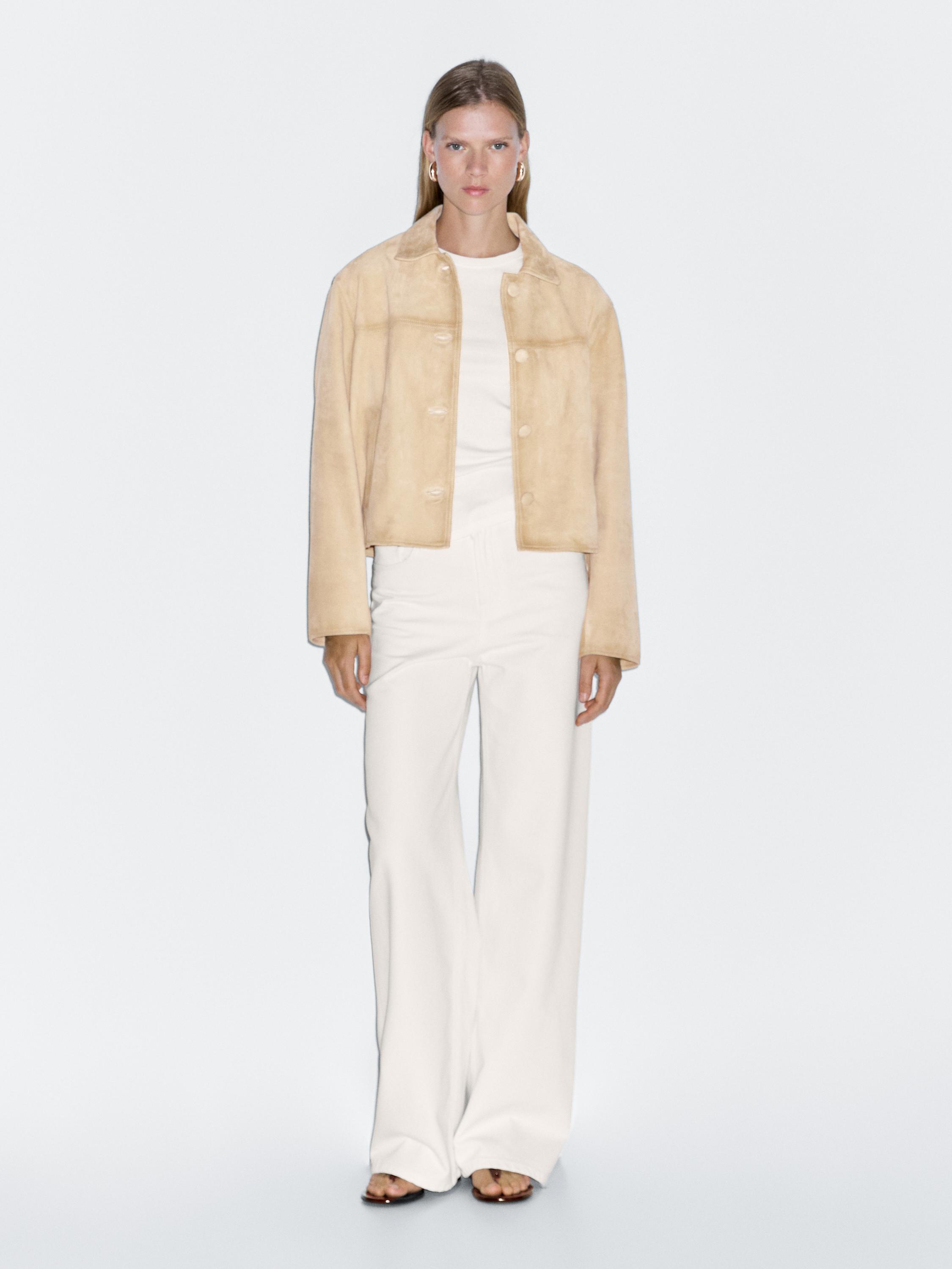 Short suede leather jacket