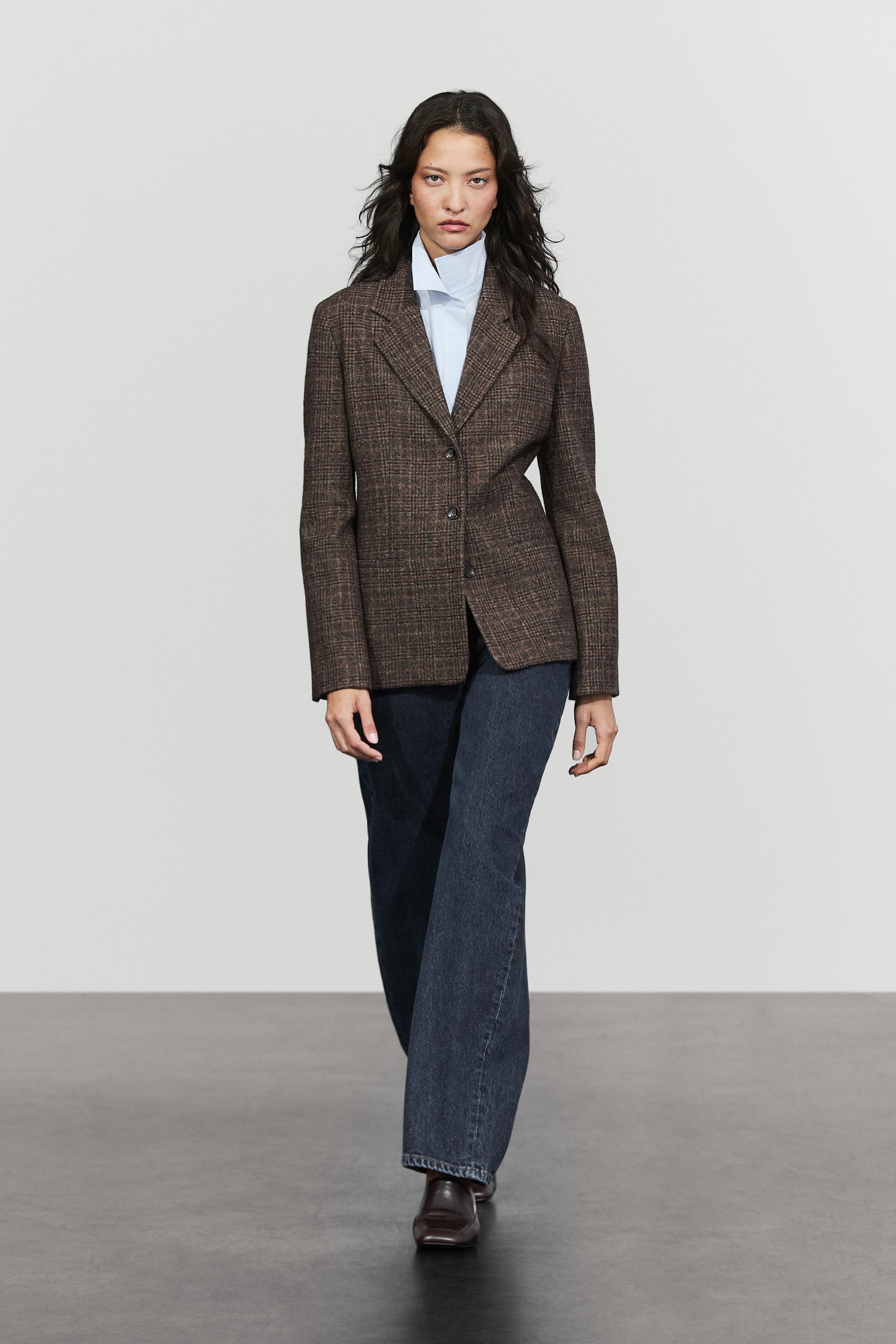 100% wool check blazer