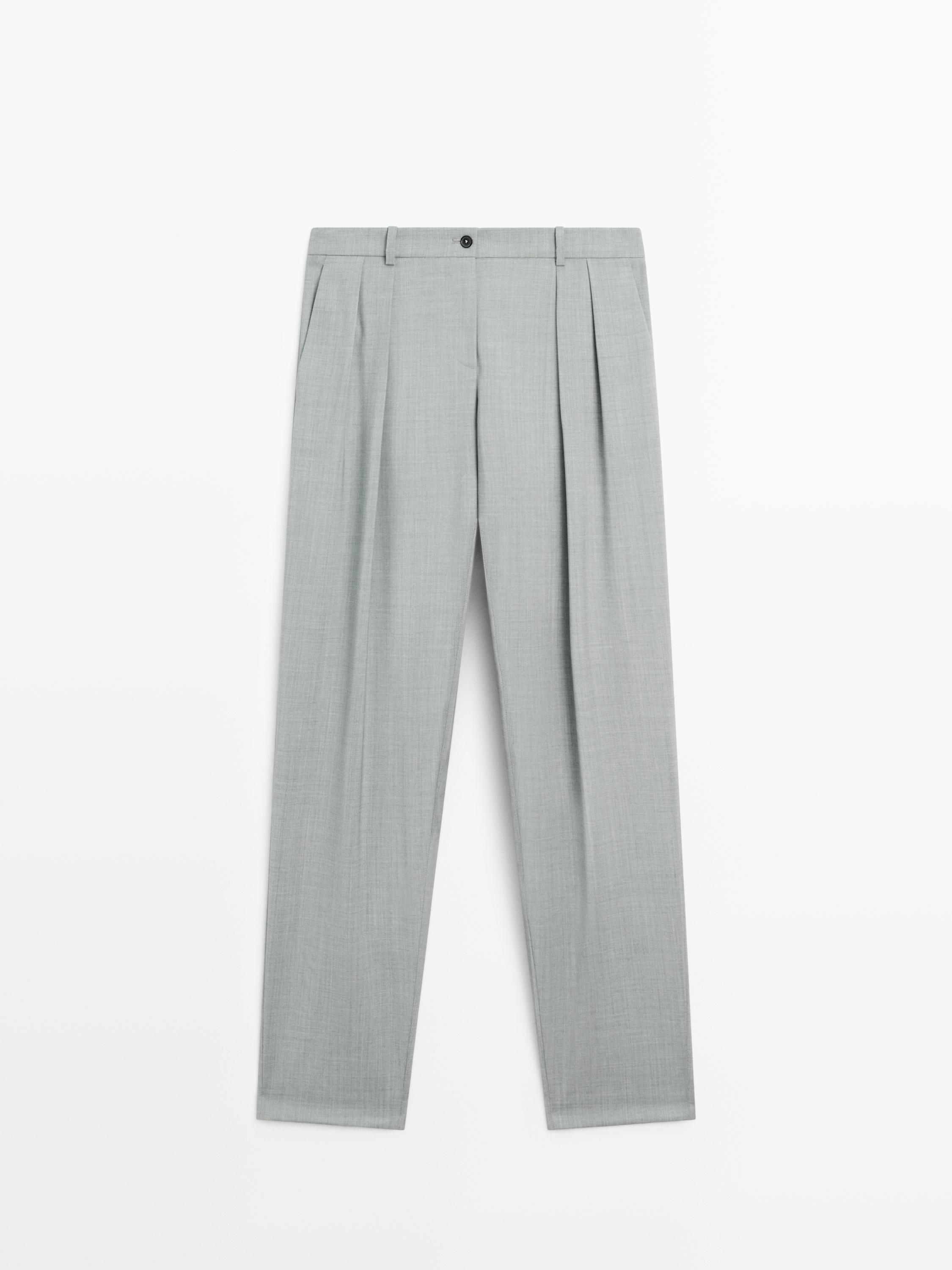 Flowing trousers with darts — BLUISH GREY