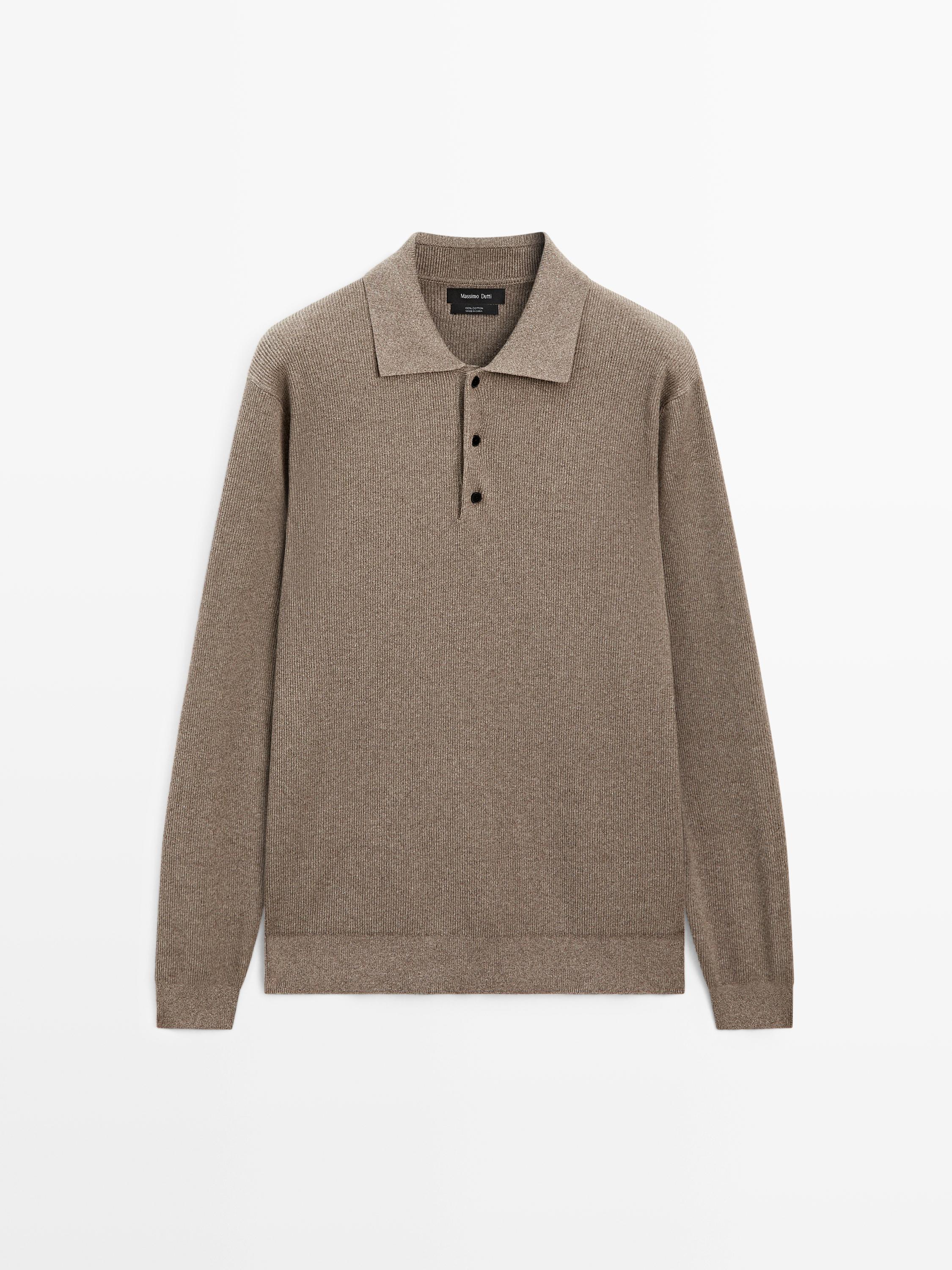 Pull polo en maille de coton à boutons
