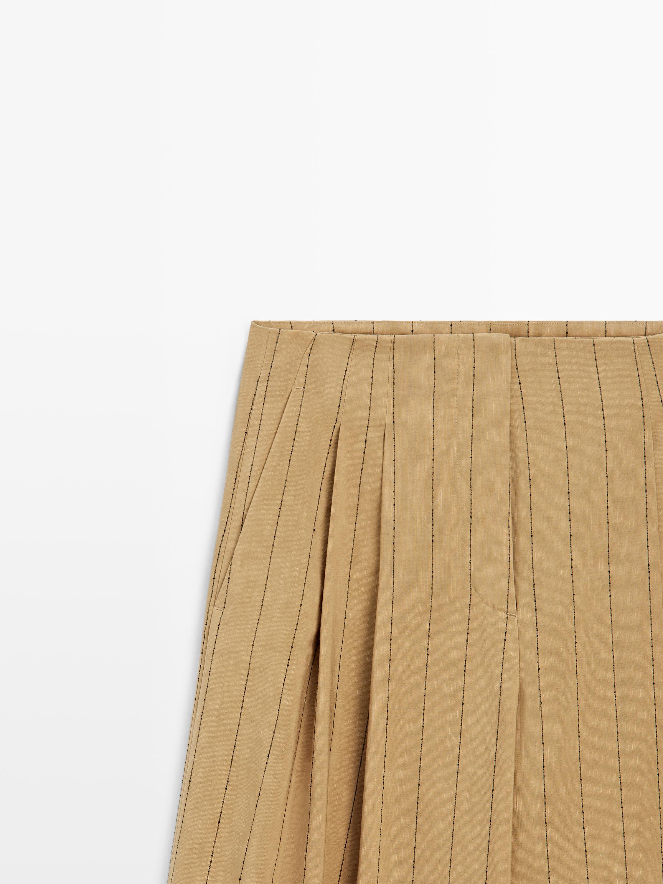 Darted wide-leg trousers — MUSTARD YELLOW