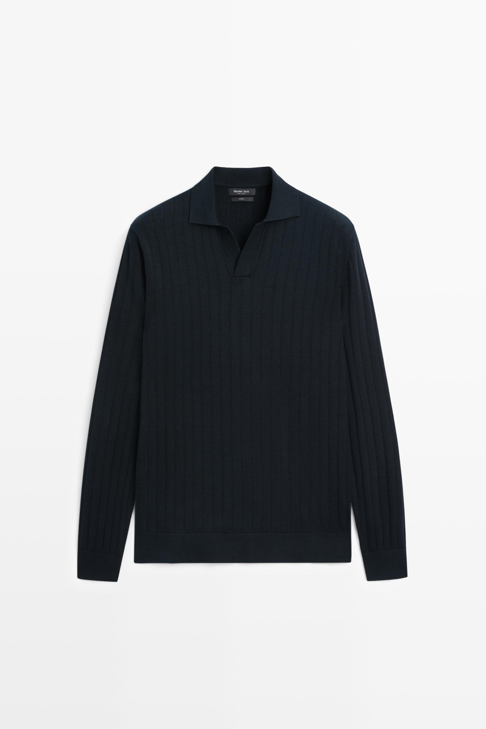 Massimo Dutti 100% Cotton Knit Polo Sweater In Burgundy