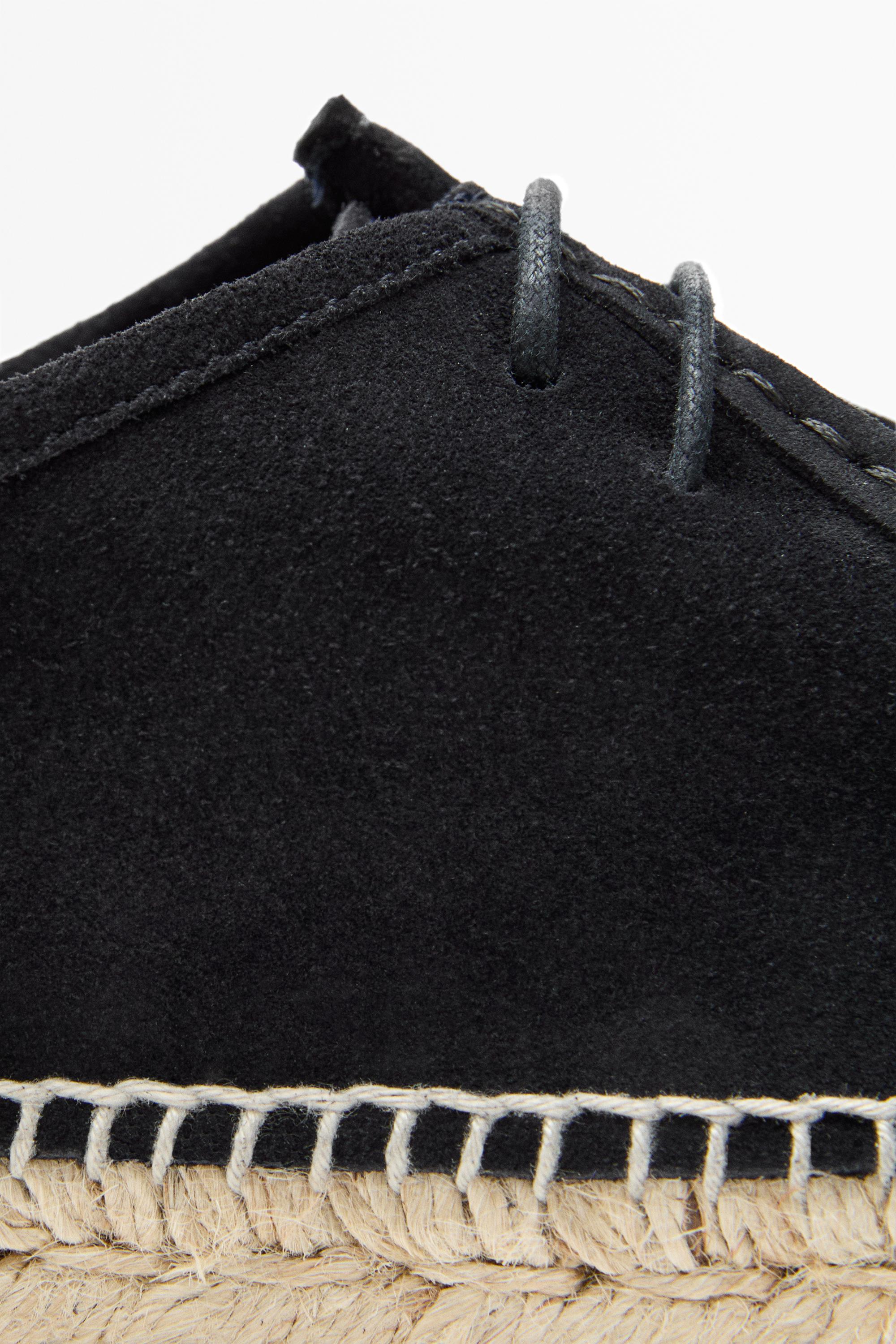Split leather shoes with moc toe and jute sole — Dark blue (alternate view)