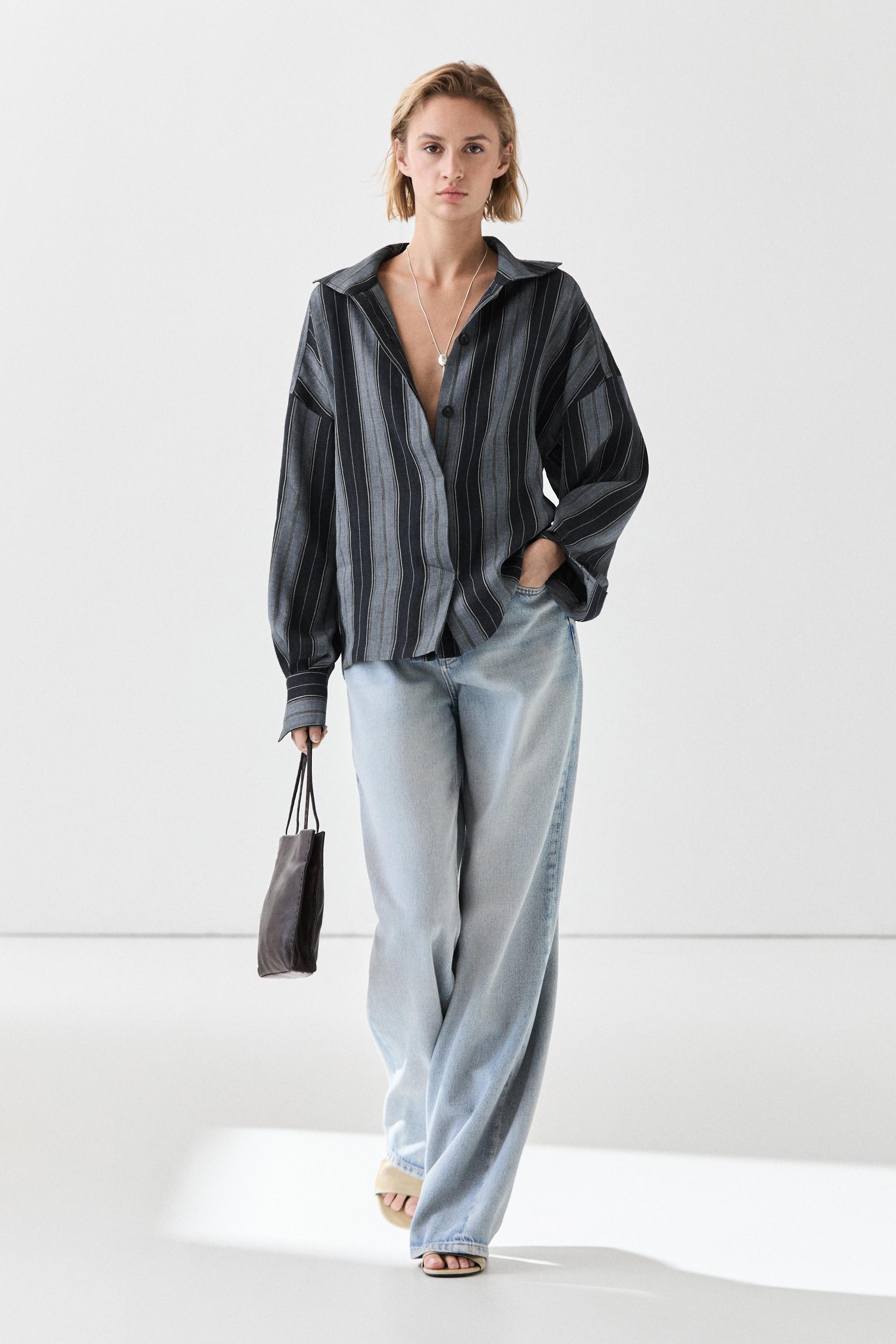 High-waist palazzo jeans — Light Blue