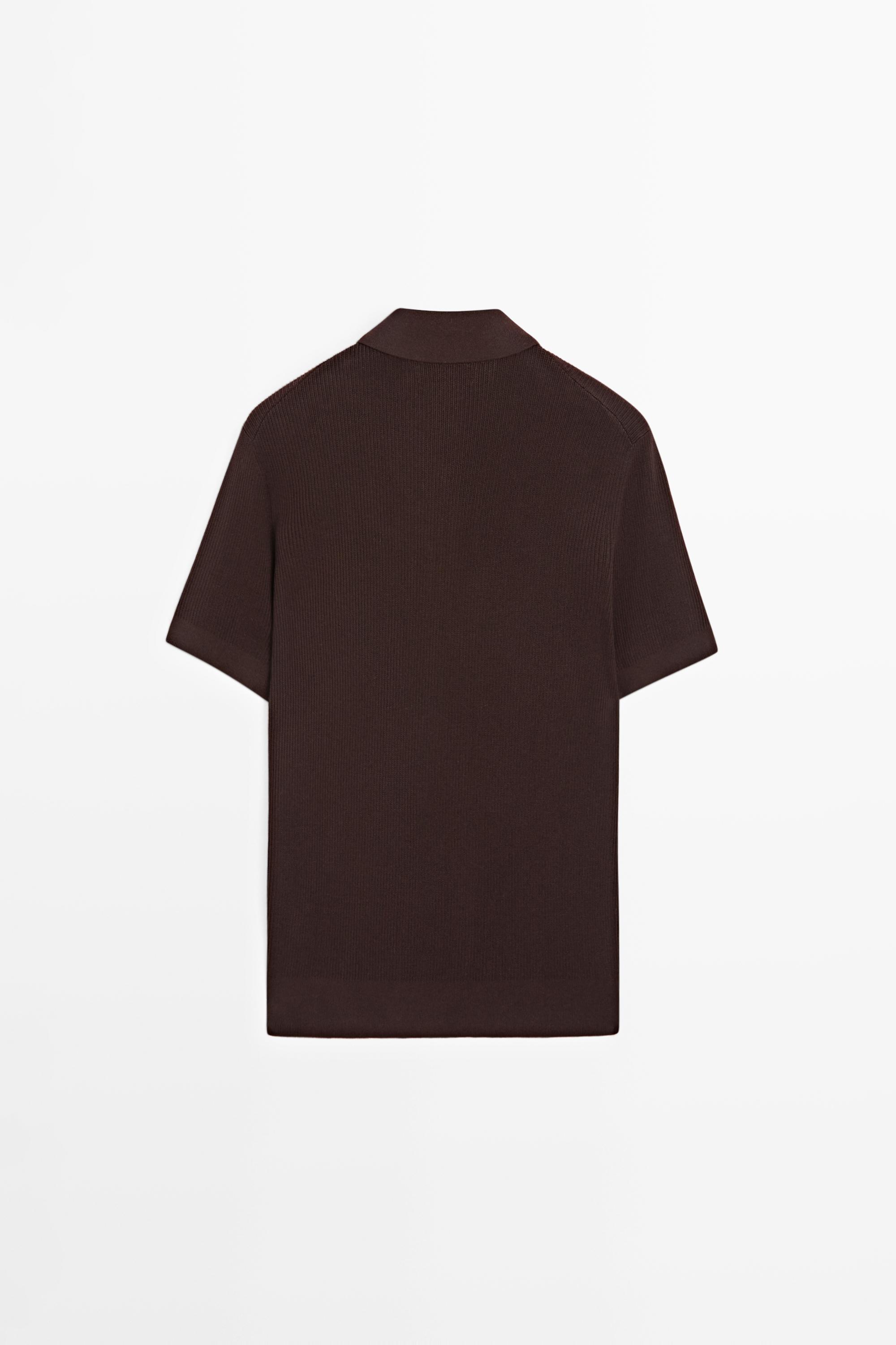 Knit polo sweater with quarter-zip collar — BURGUNDY