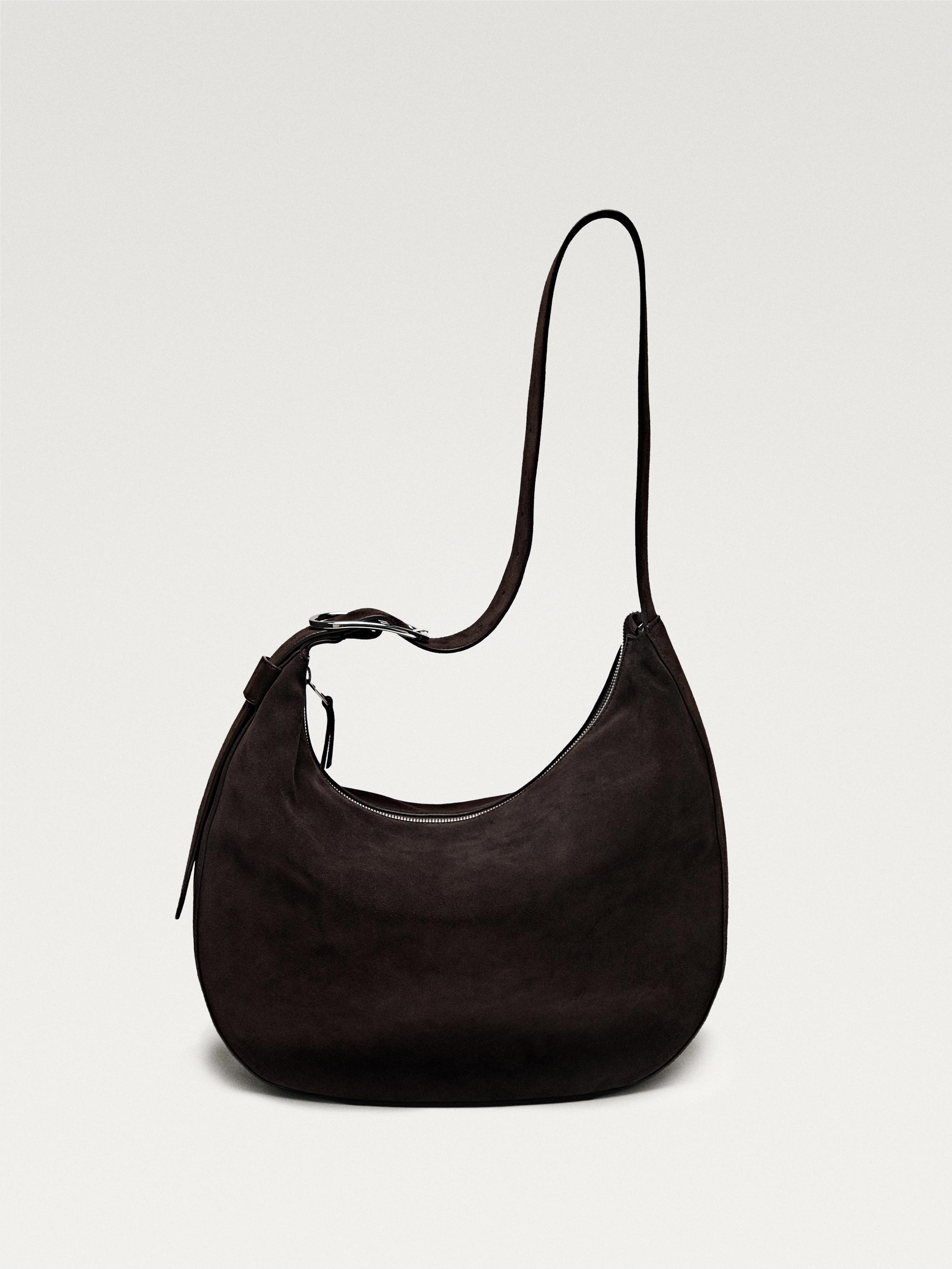 Split suede shoulder bag