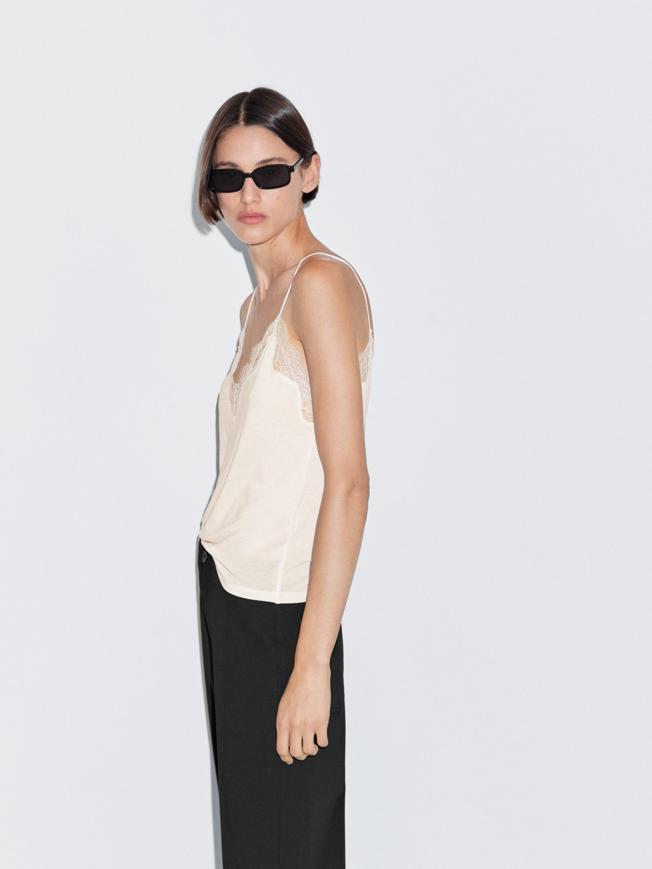 Camisole top with lace detail