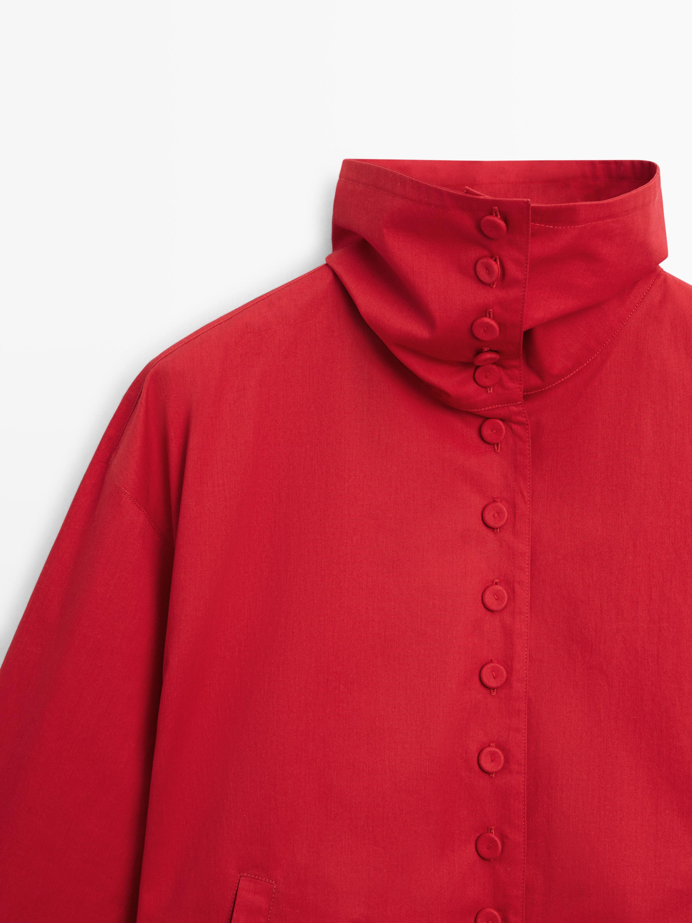 Lightweight cotton jacket with button details — BRIGHT RED