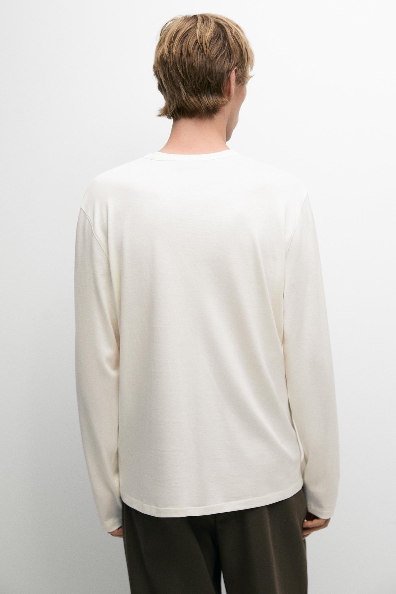100% lightweight cotton henley T-shirt — Off white