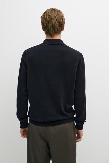 100% cashmere knit polo sweater — NAVY BLUE 5