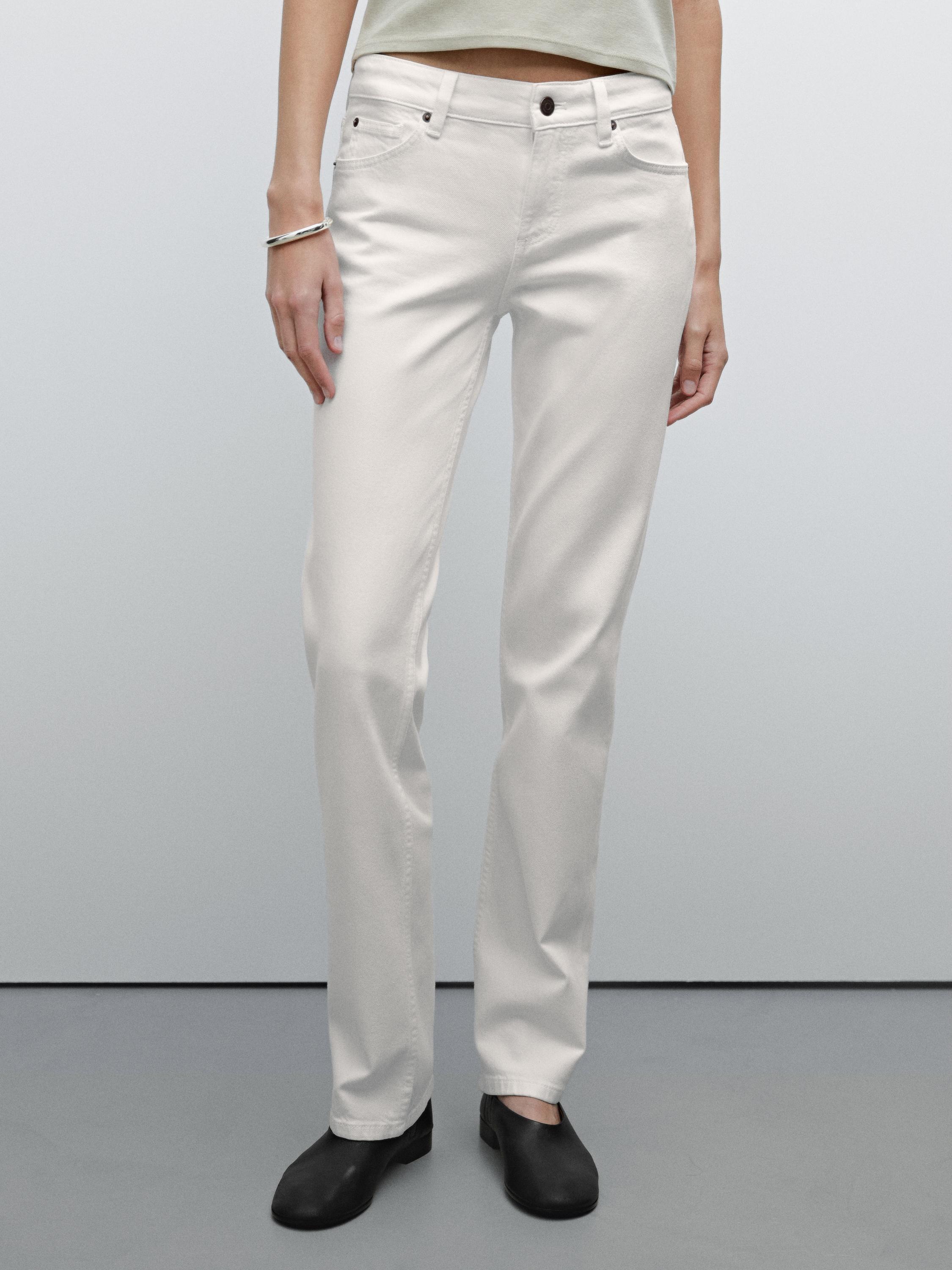 Low-rise straight-leg jeans