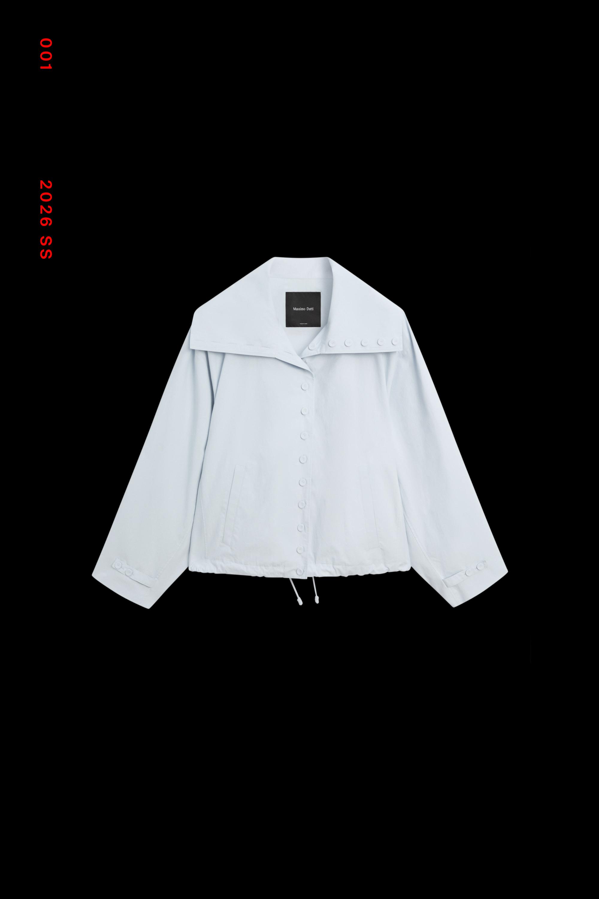 Cropped button-detail bomber jacket — FADED BLUE