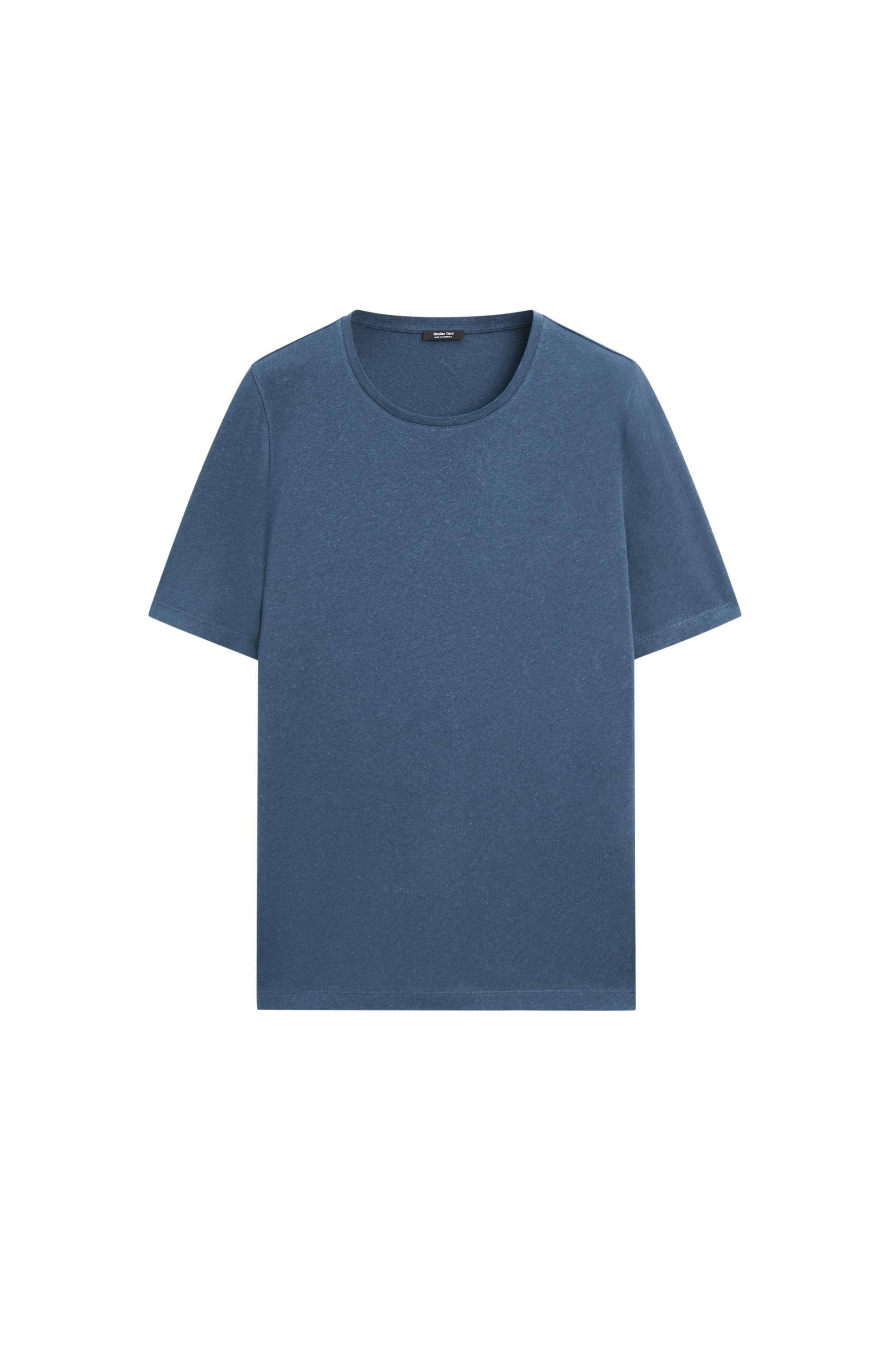Short sleeve linen and cotton T-shirt — BLUE