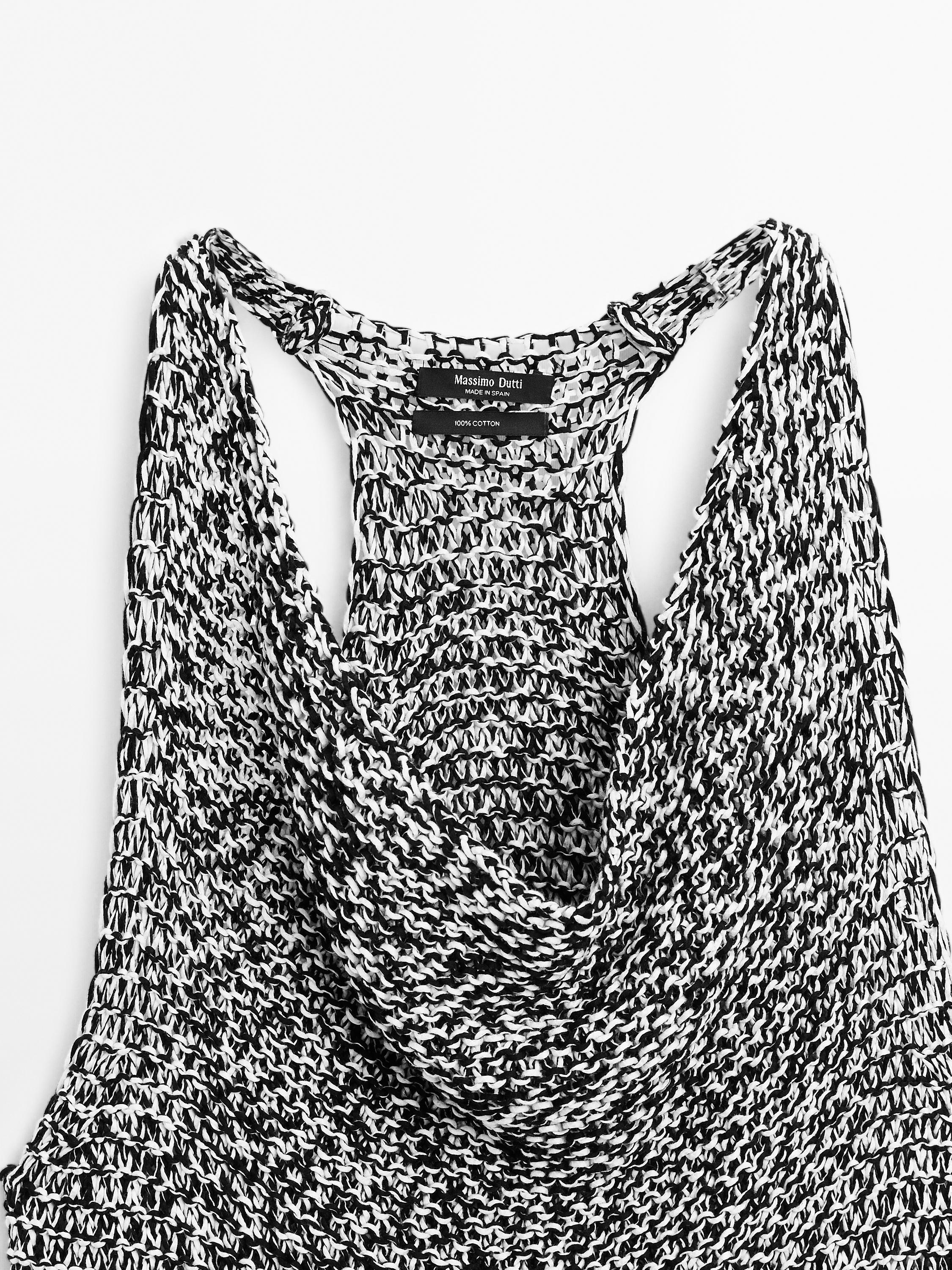 Draped knit top with flecked detail