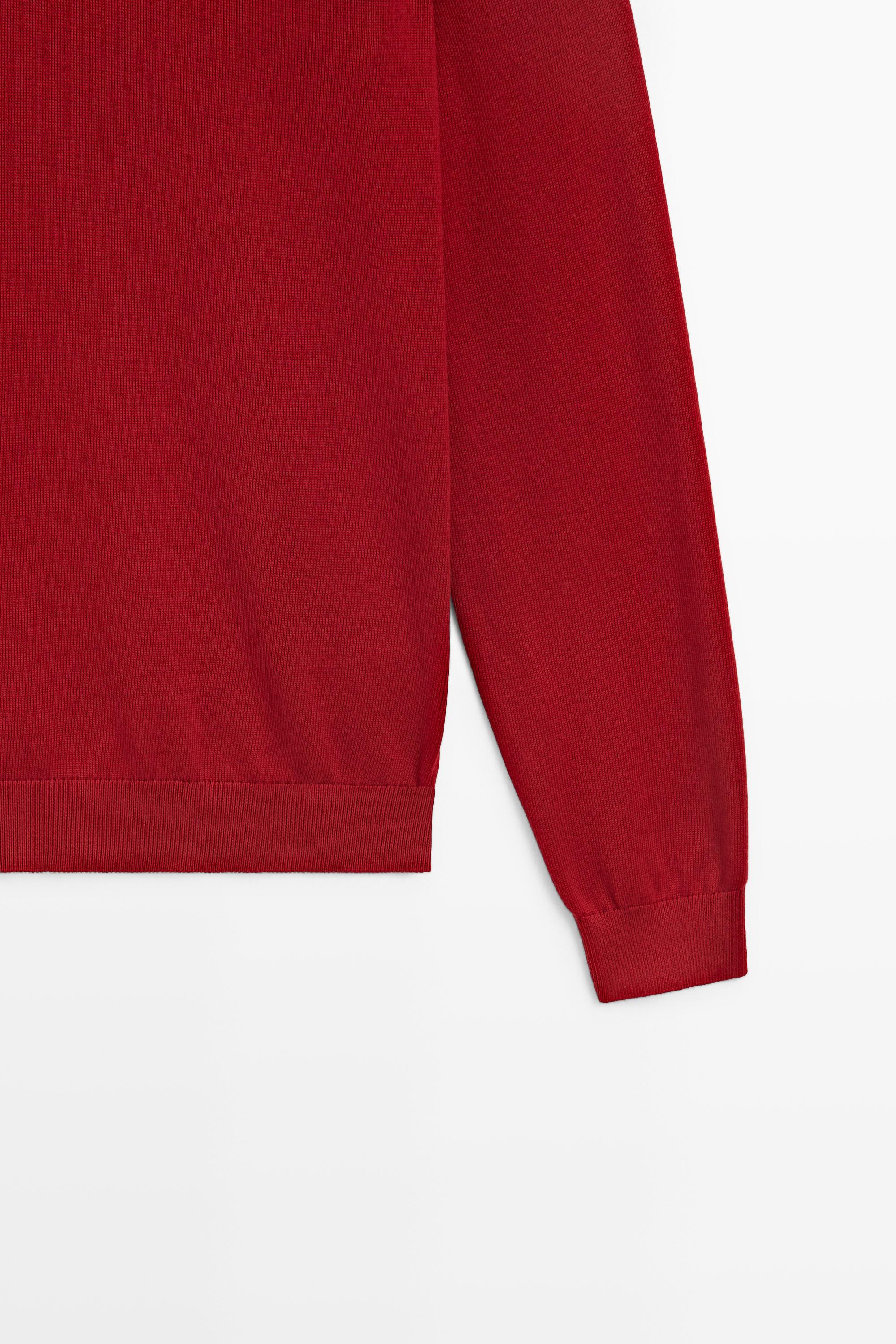 100% cotton knit polo sweater — RED