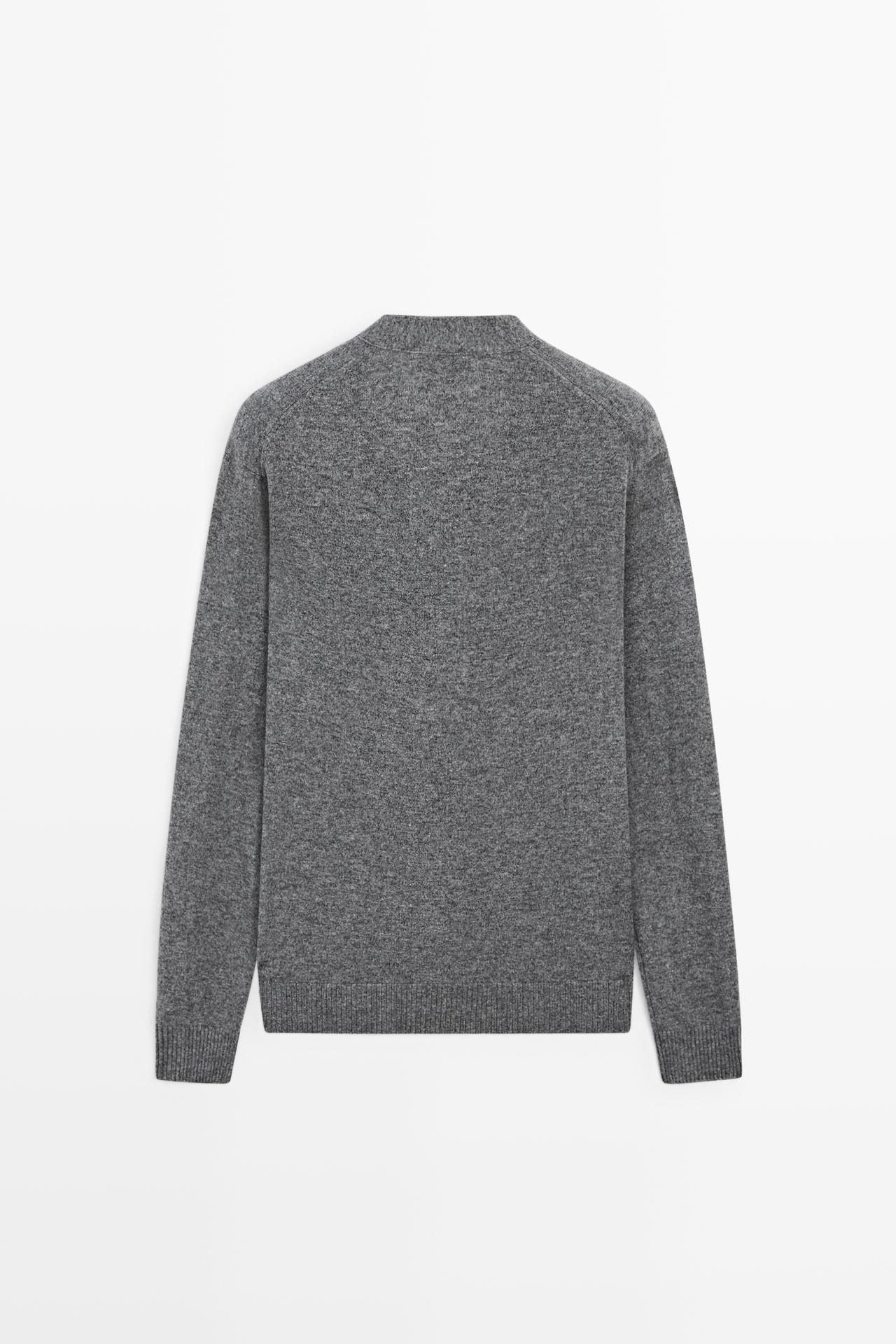 100% wool knit button cardigan — Medium Grey