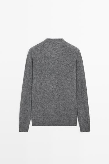 100% wool knit button cardigan — Medium Grey 6