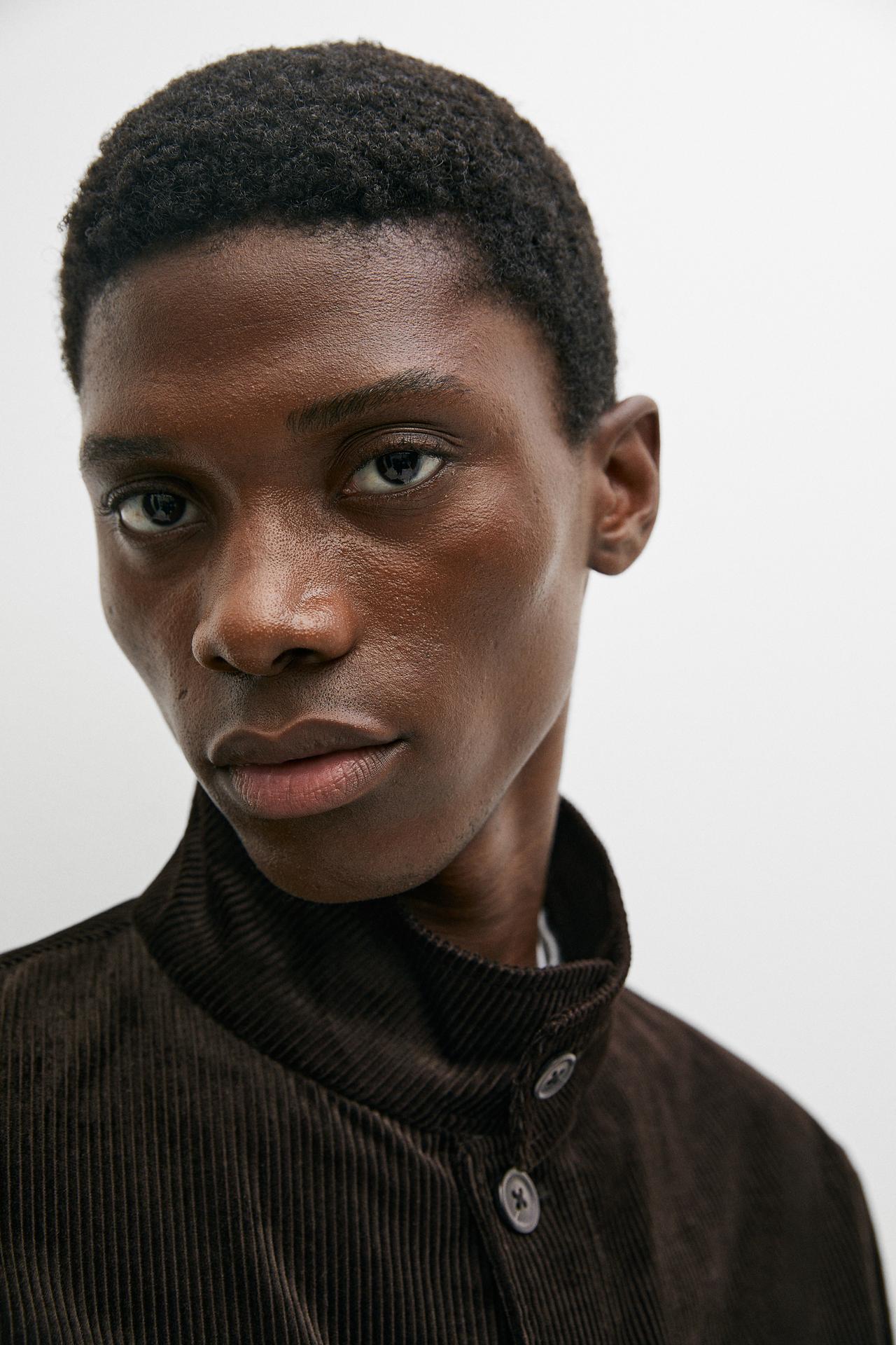 Corduroy jacket with pocket detail — BROWN