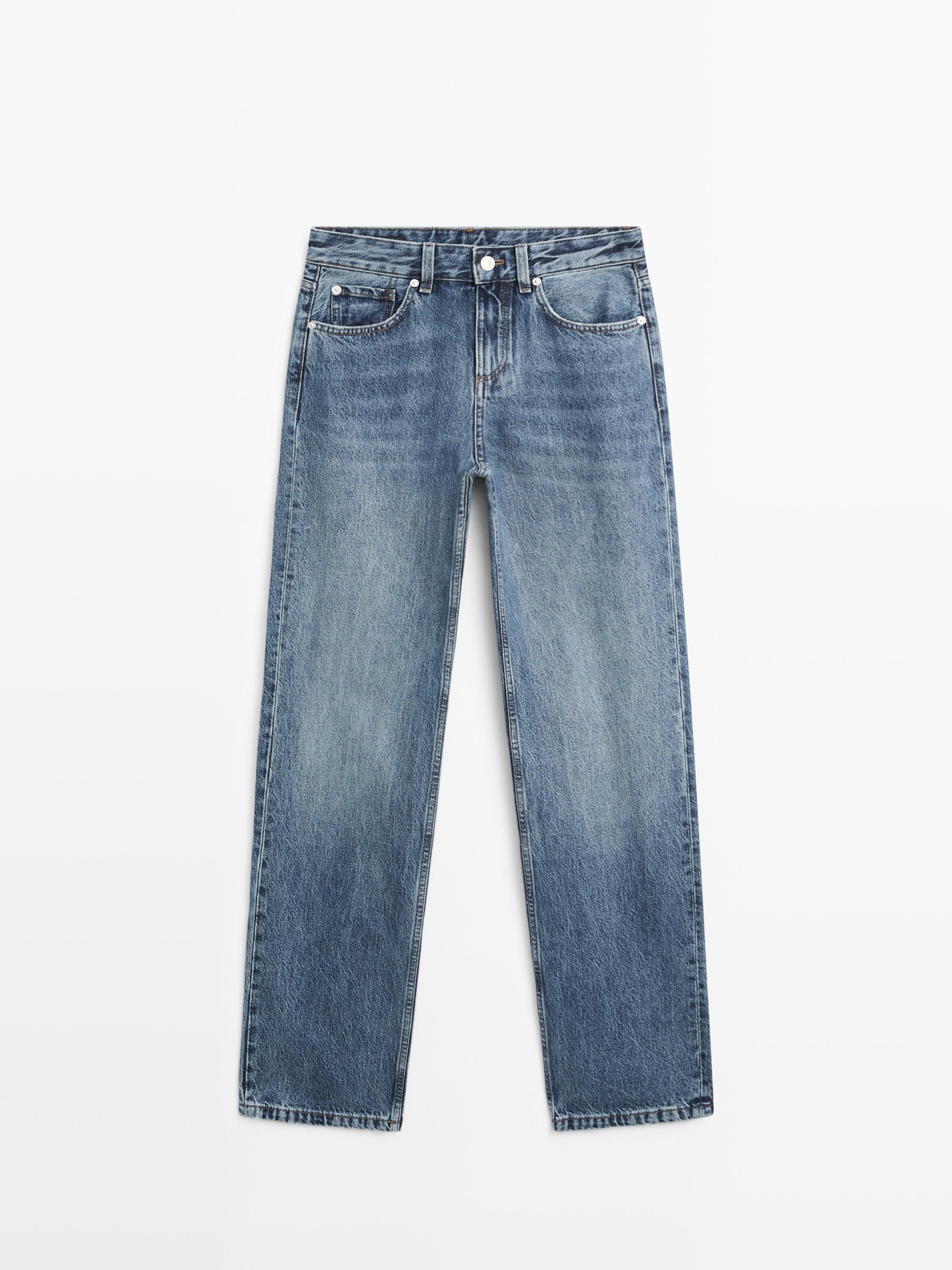 Mid-rise straight-leg jeans