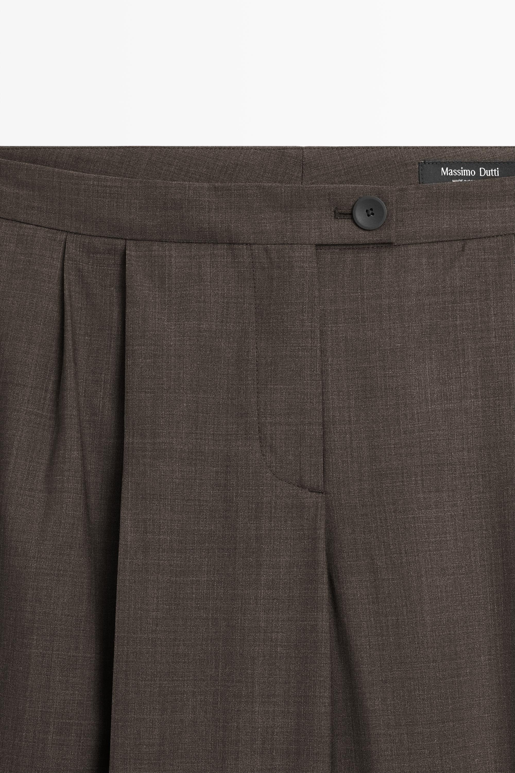 100% cool wool pleated pants — DARK GREY