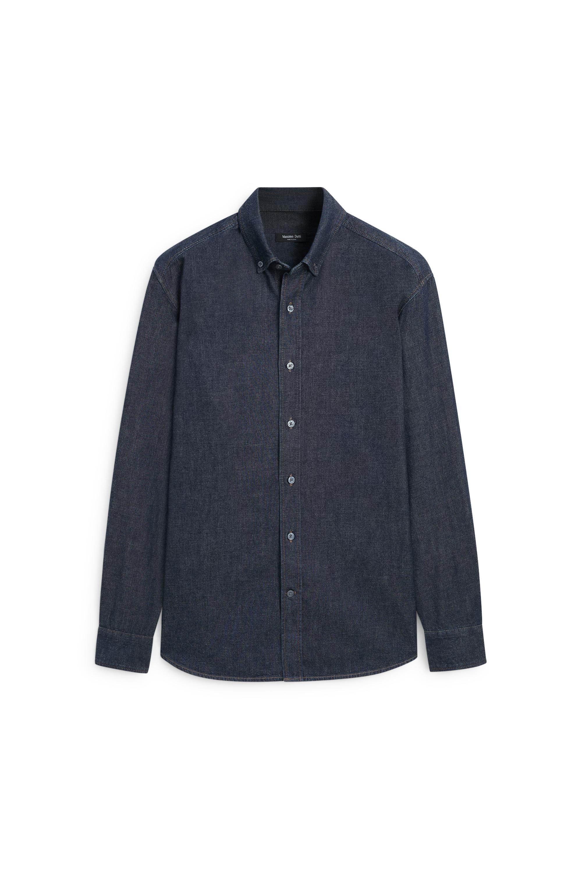 100% Cotton Regular Fit Denim Shirt — BLUE