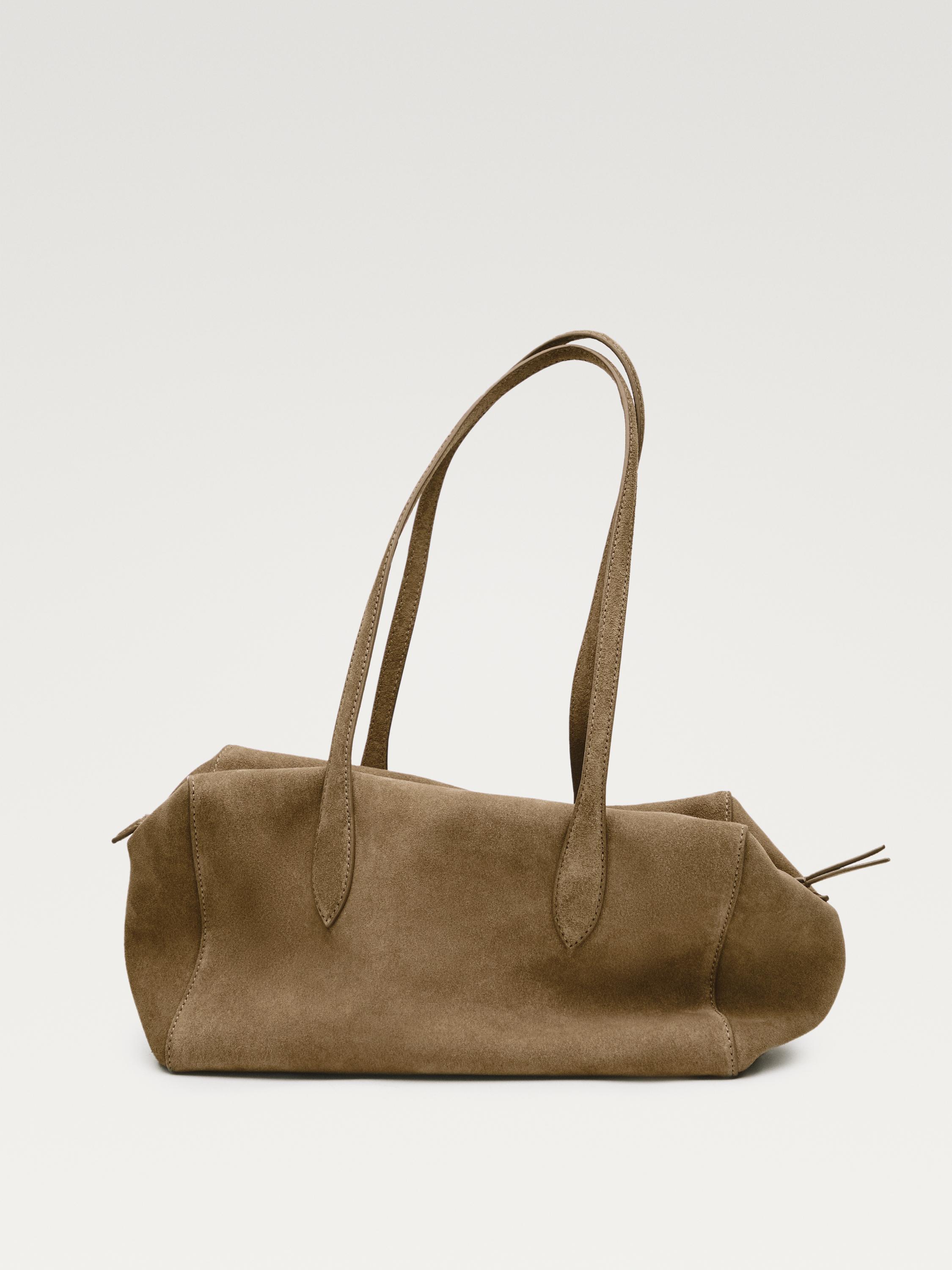 Tas satchel kulit suede terbelah