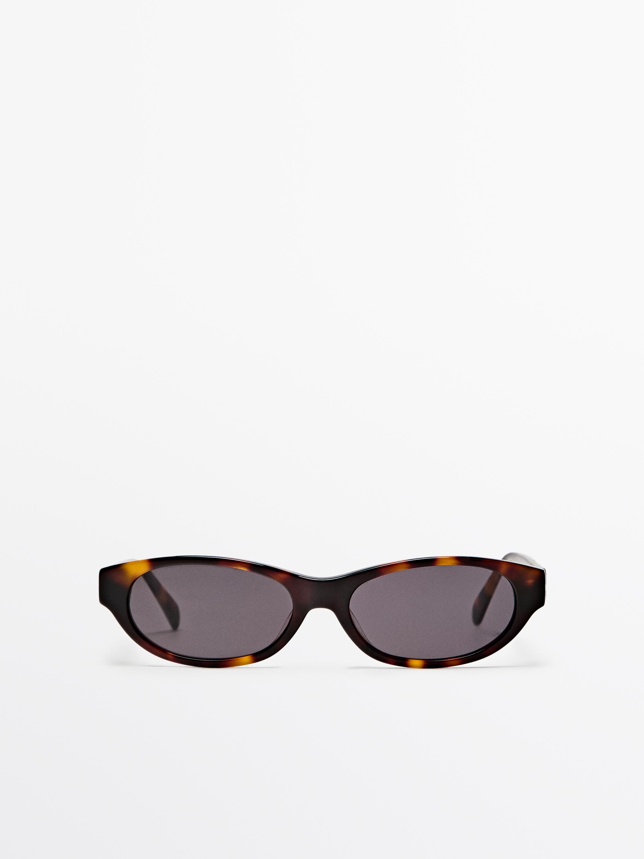 Narrow tortoiseshell-effect sunglasses