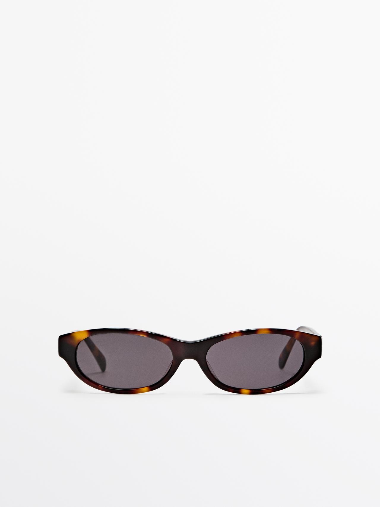 Occhiali Da Sole Stretti Effetto Tartarugato - Marrone - 01 - Massimo Dutti - Femminile