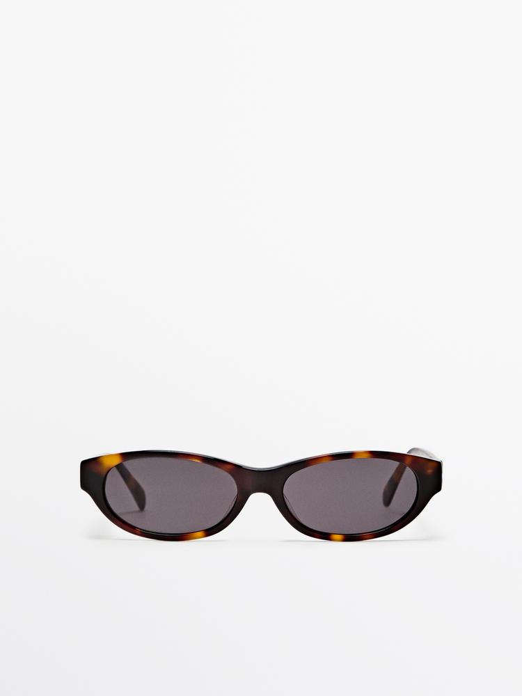 Narrow tortoiseshell-effect sunglasses — BROWN