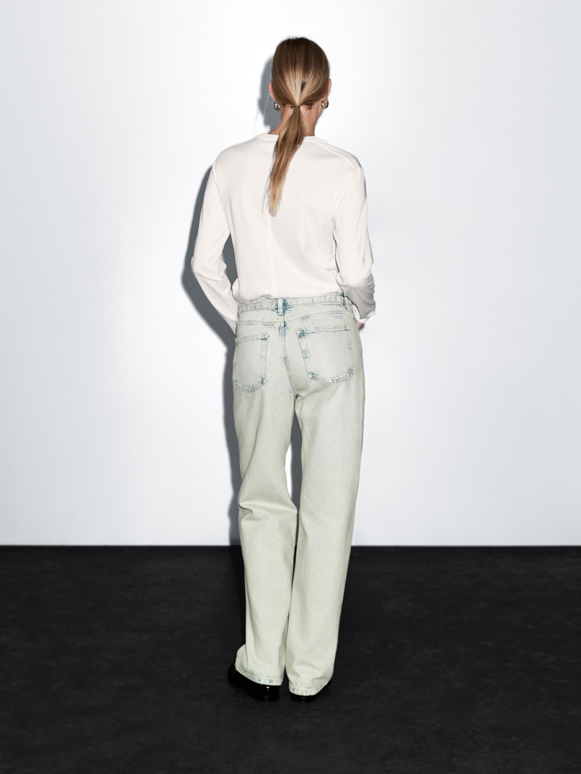 Jean Large Mid-Rise - Bleu Clair - 40 - Massimo Dutti - Femme