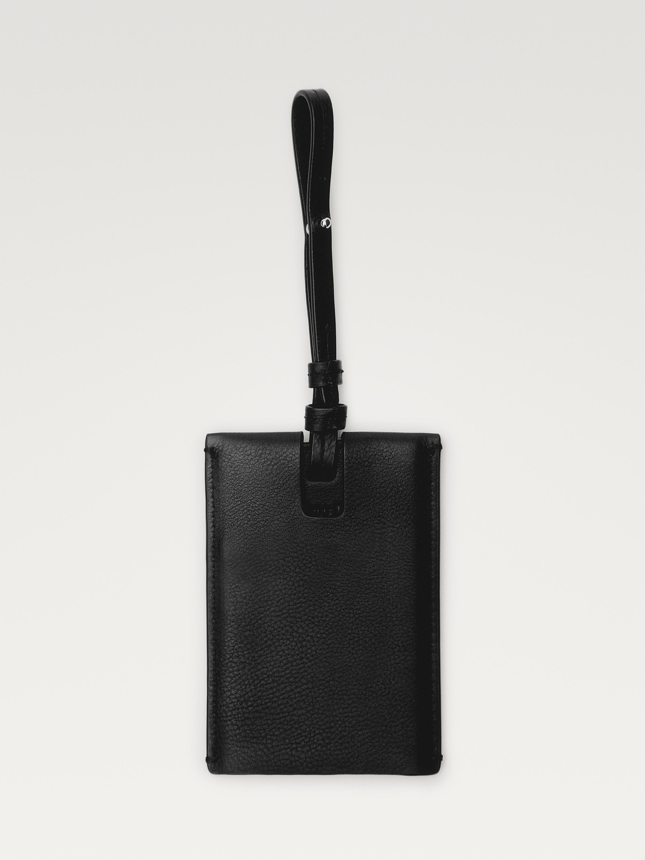 Nappa leather travel tag — BLACK