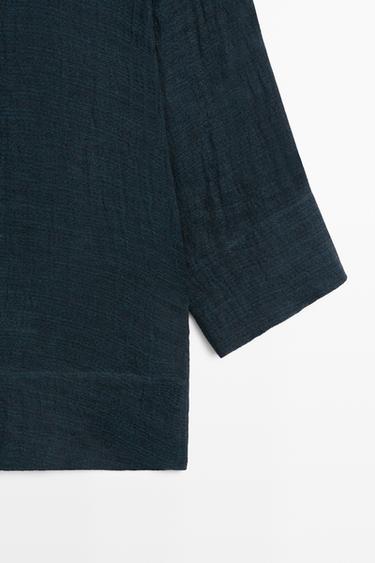 100% linen flowy mini dress — BLUE 7