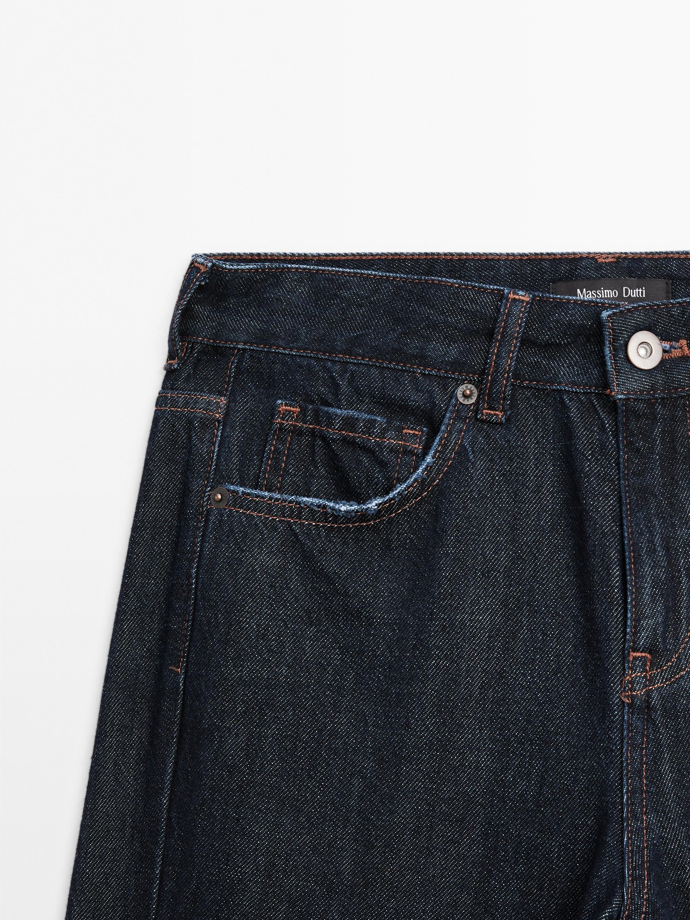 Mid-rise straight-leg jeans