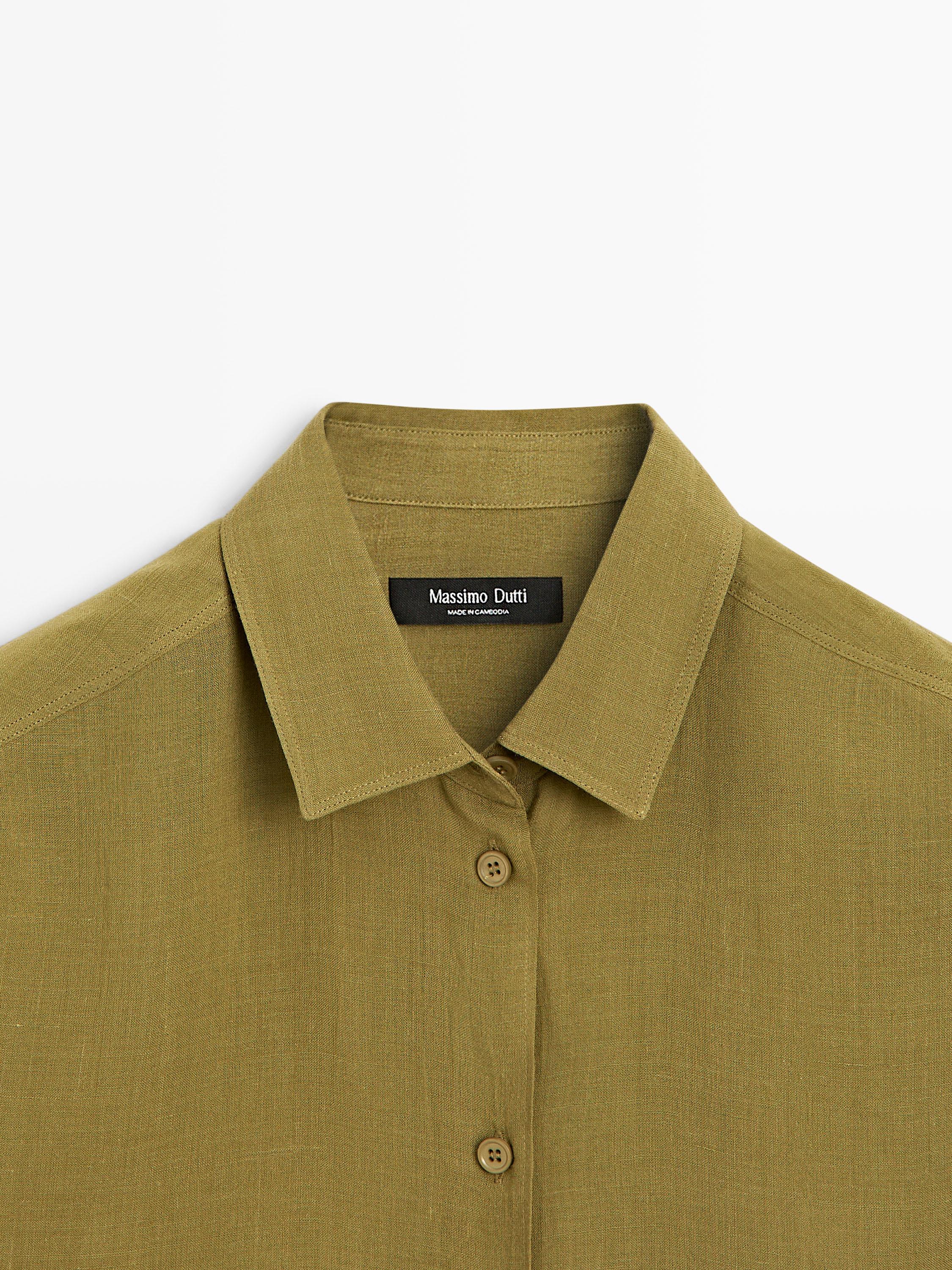 Flowing shirt with shirt collar — GREEN