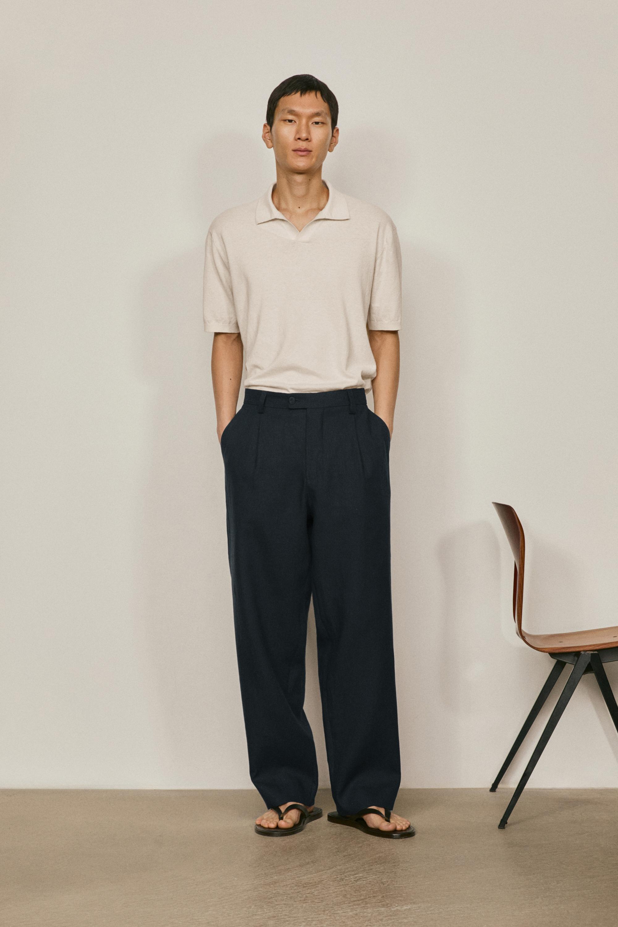 Total look darted linen trousers - LIMITED EDITION — NAVY BLUE