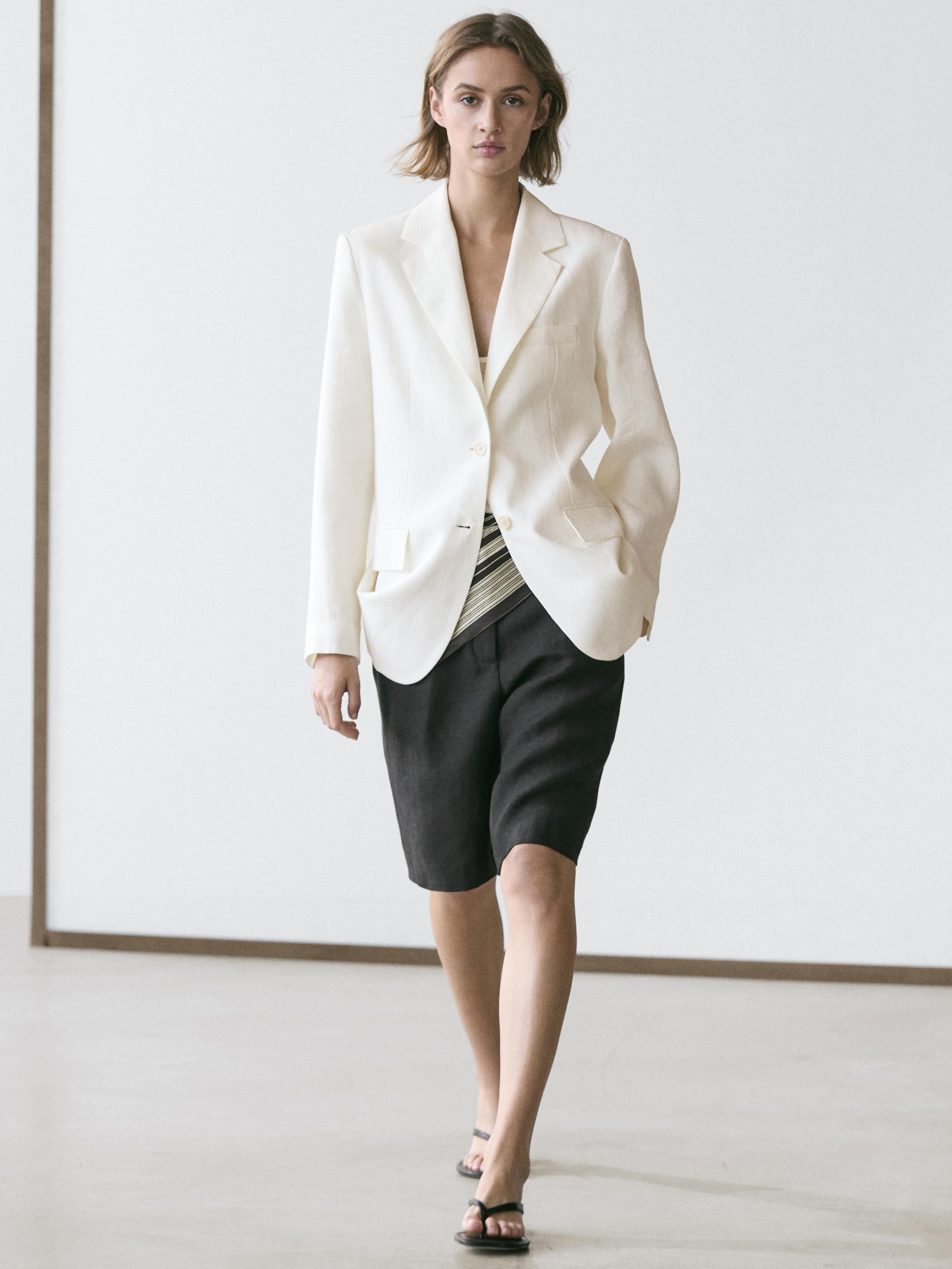 Long linen Bermuda shorts — BLACK