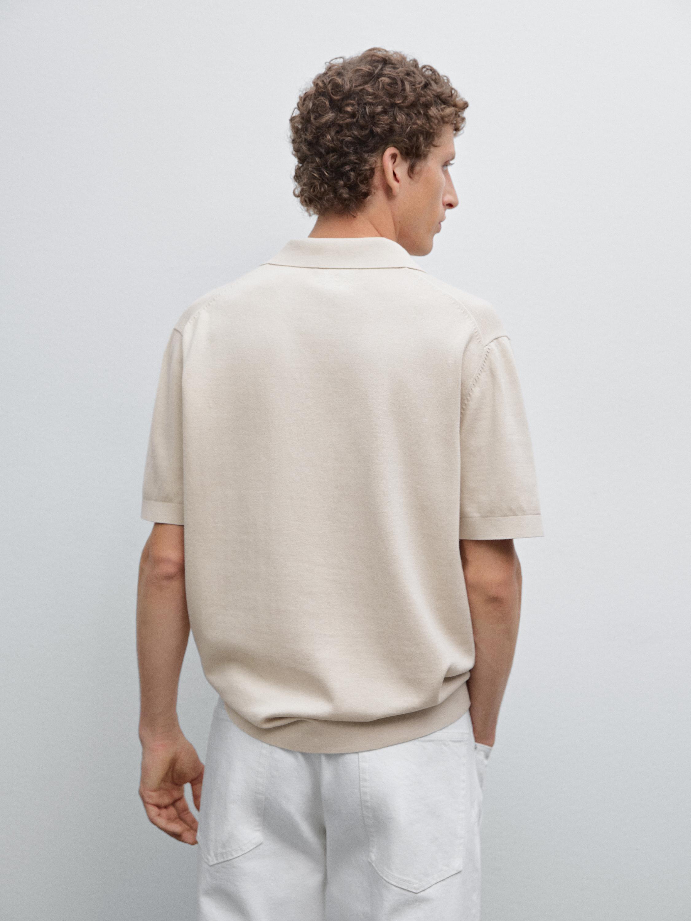 Cotton knit quarter-zip polo shirt